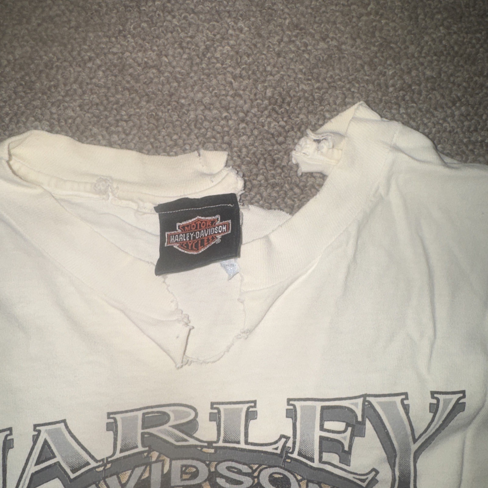 Vintage Harley Davidson Long Sleeve T Shirt White Wolf Feathers Size Large