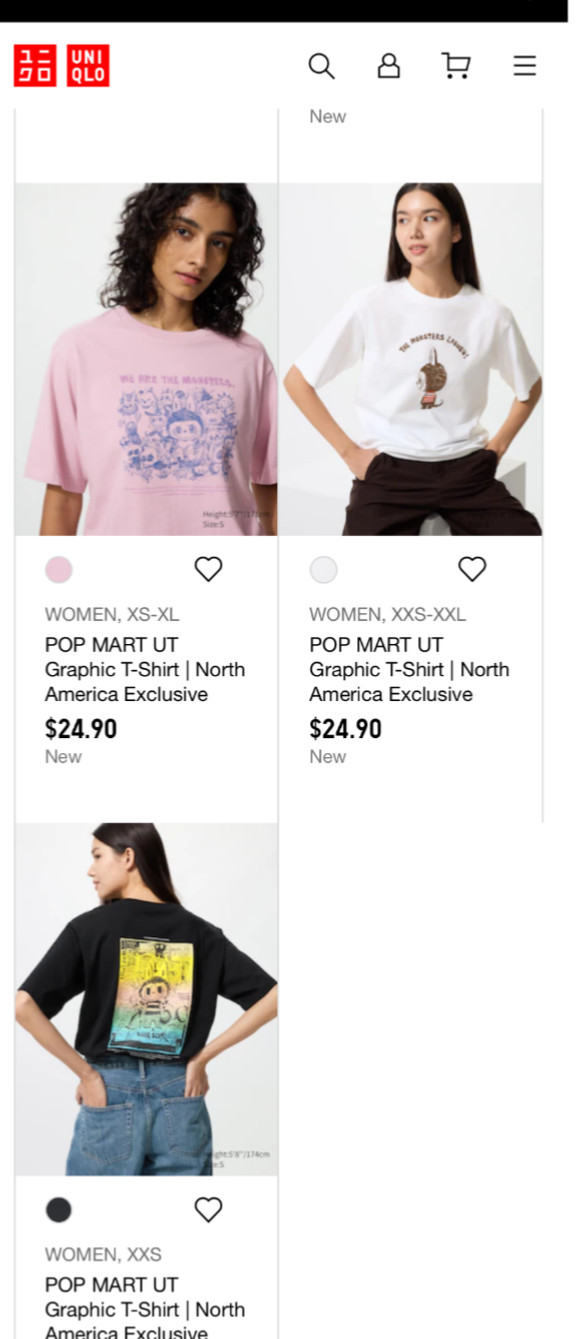 (US) UNIQLO x POP MART Labubu Tee L Blck/White North America Exclusive Authentic