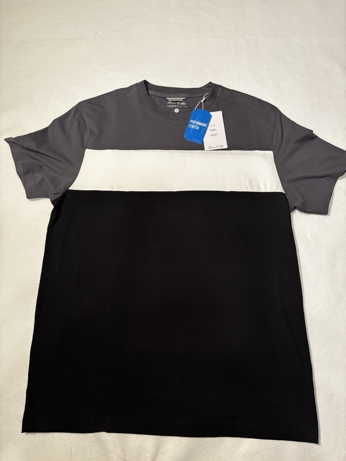 Porter & Ash Performance Tee Men’s M Colorblock Crew Neck Short Sleeve Stretch