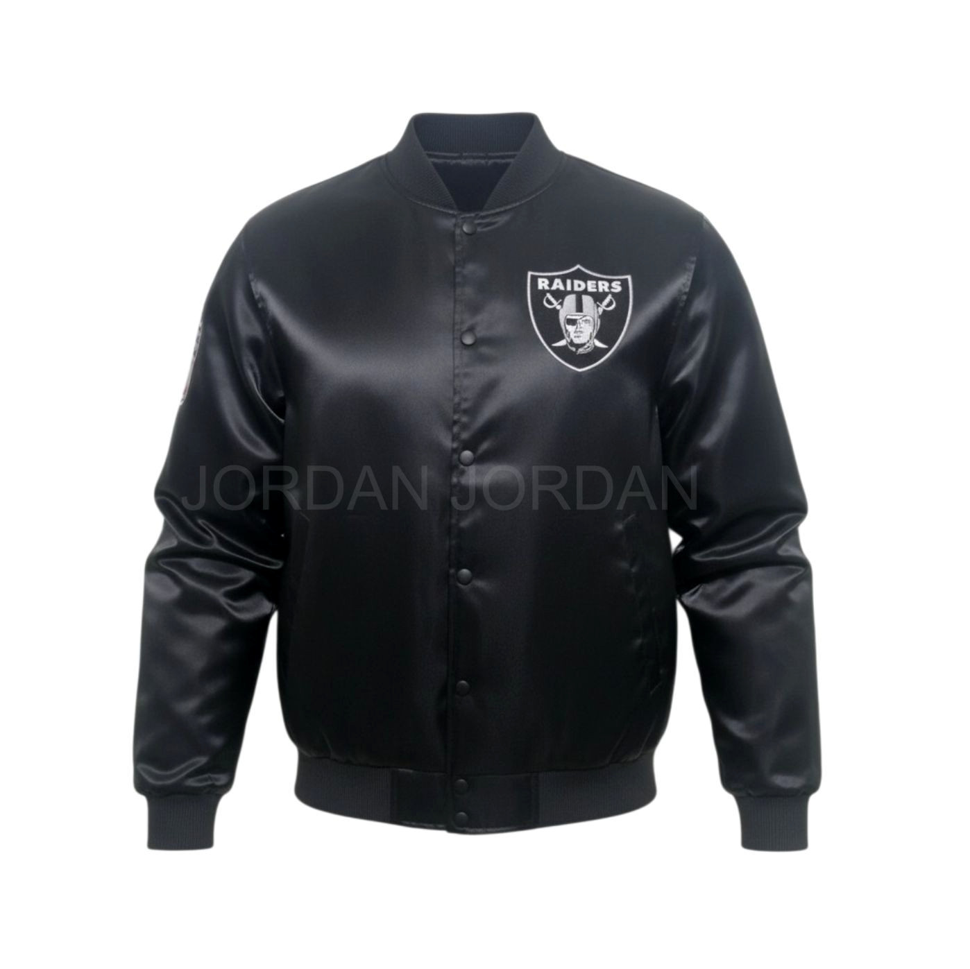 NFL Oakland Raiders Black Varsity Embroidered Patch Vintage Bomber Jacket