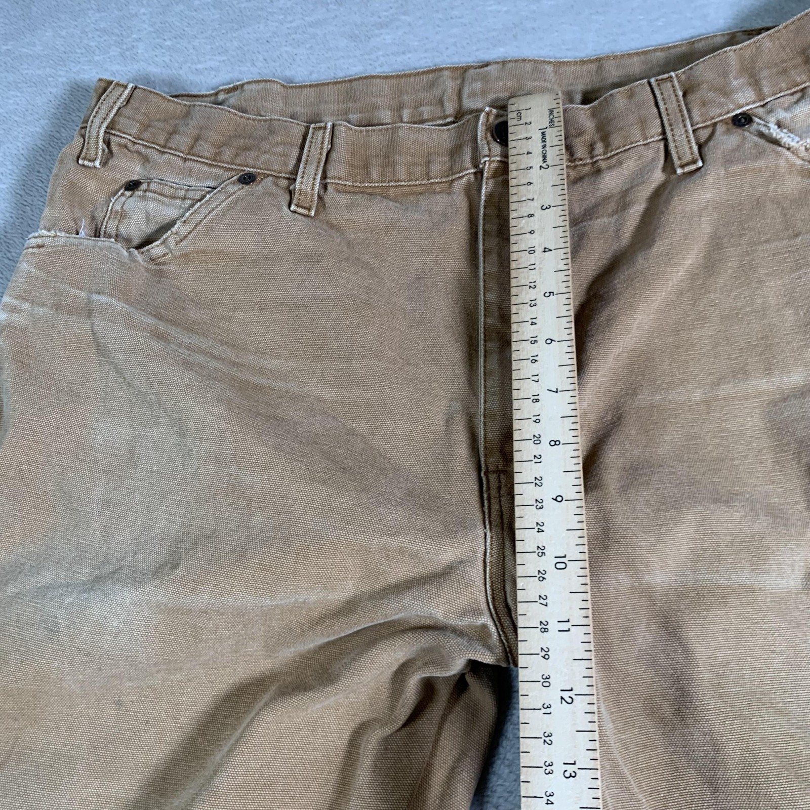 Dickies Carpenter Pants Mens 38×30 Tan Duck Canvas Hammer Loop Utility Pocket