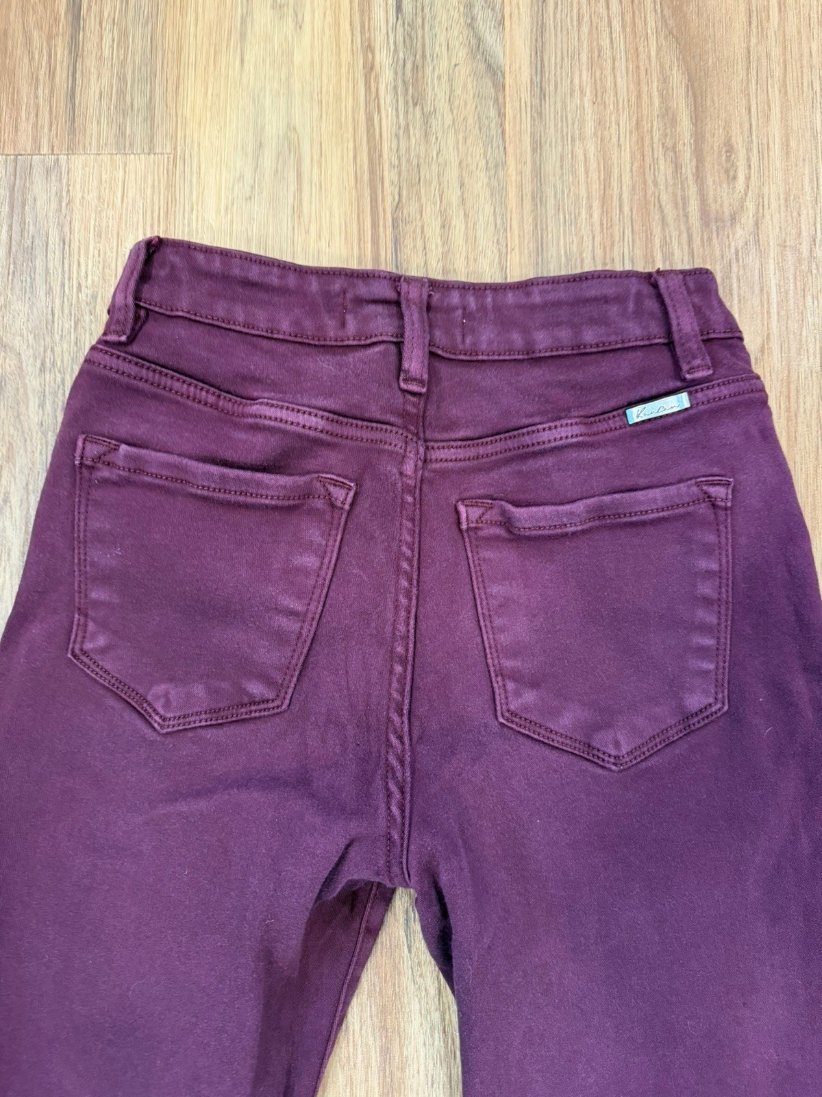 Kancan Womens Size 7/27 Burgundy Skinny Jeans High Rise Button Fly Stretch