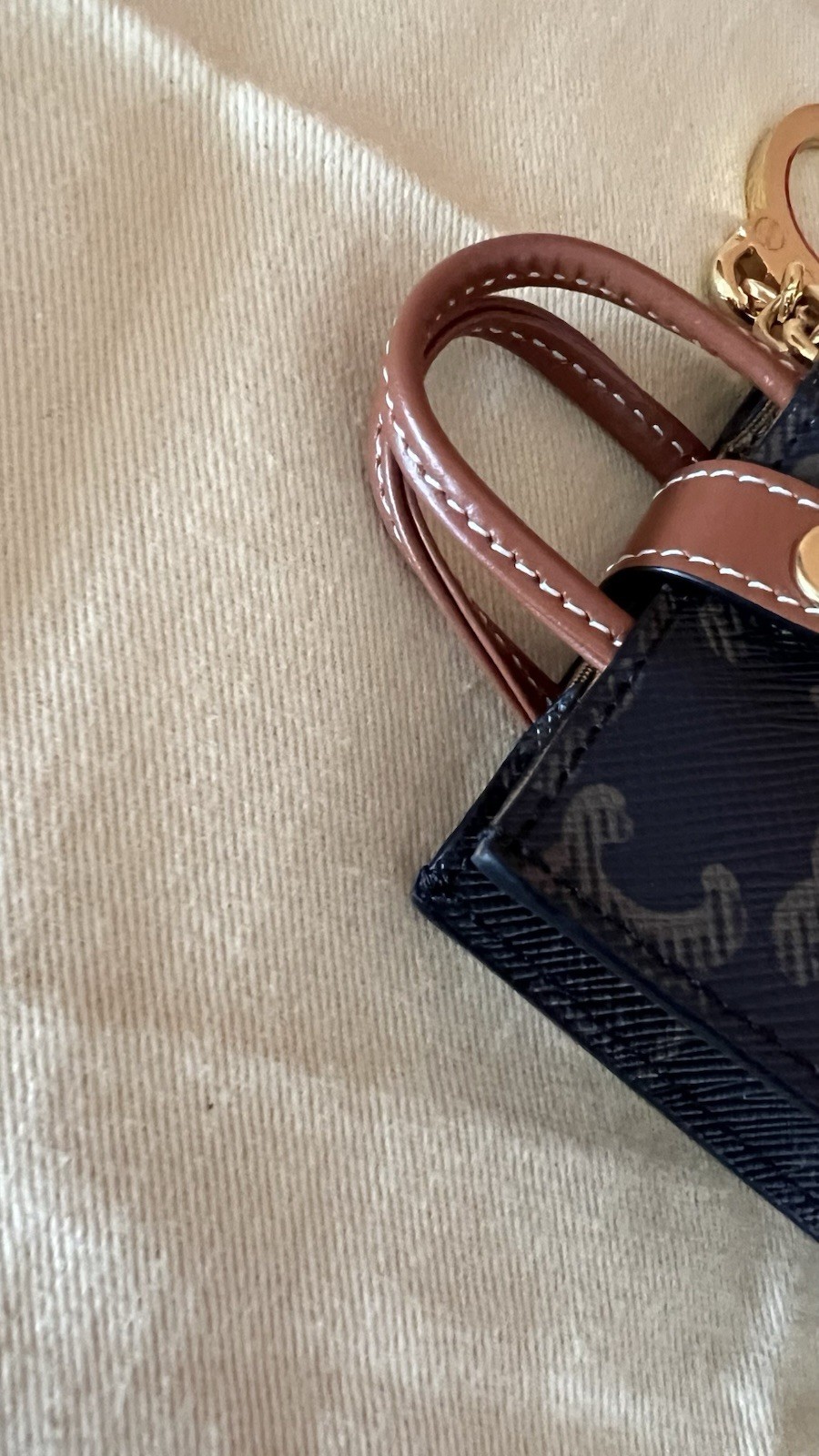 Celine Triomphe Micro Vertical Cabas Bag Charm Keychain Preloved