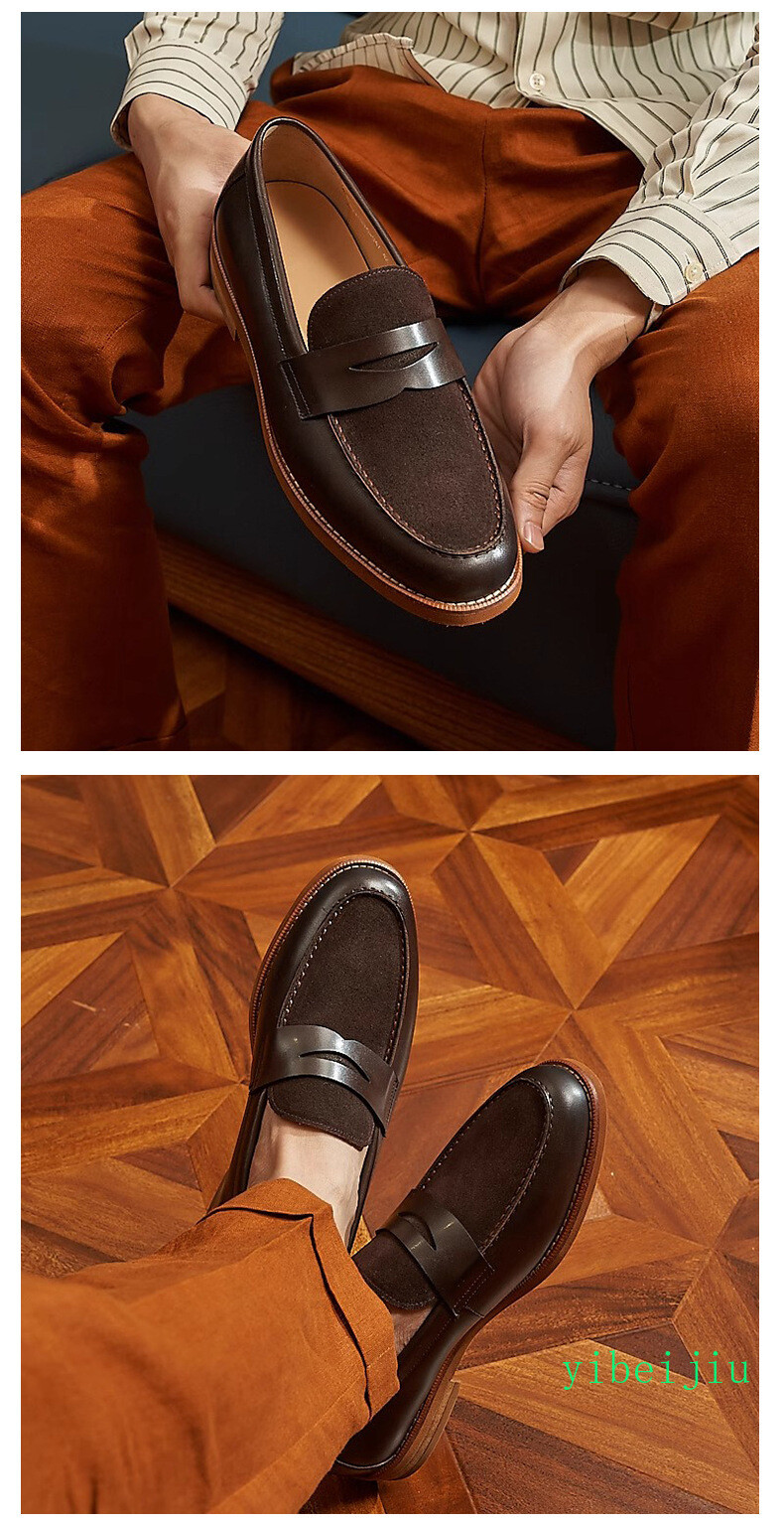 Vintage Men’s Real Suede Leather Slip On Loafers Dress Shoes Handmade Retro 2026