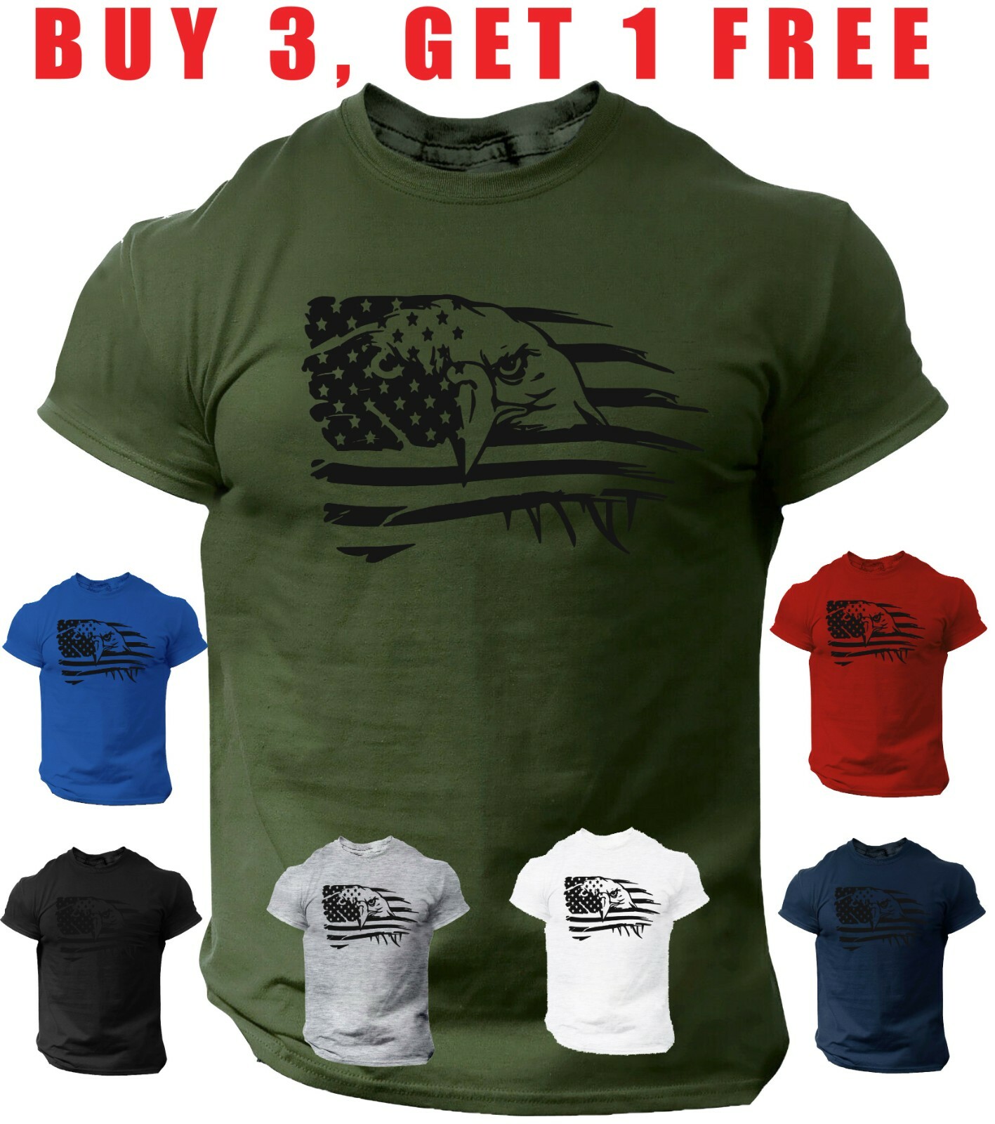 Eagle Distressed Flag USA T Shirt Patriotic Army Tee American Eagle T-shirt