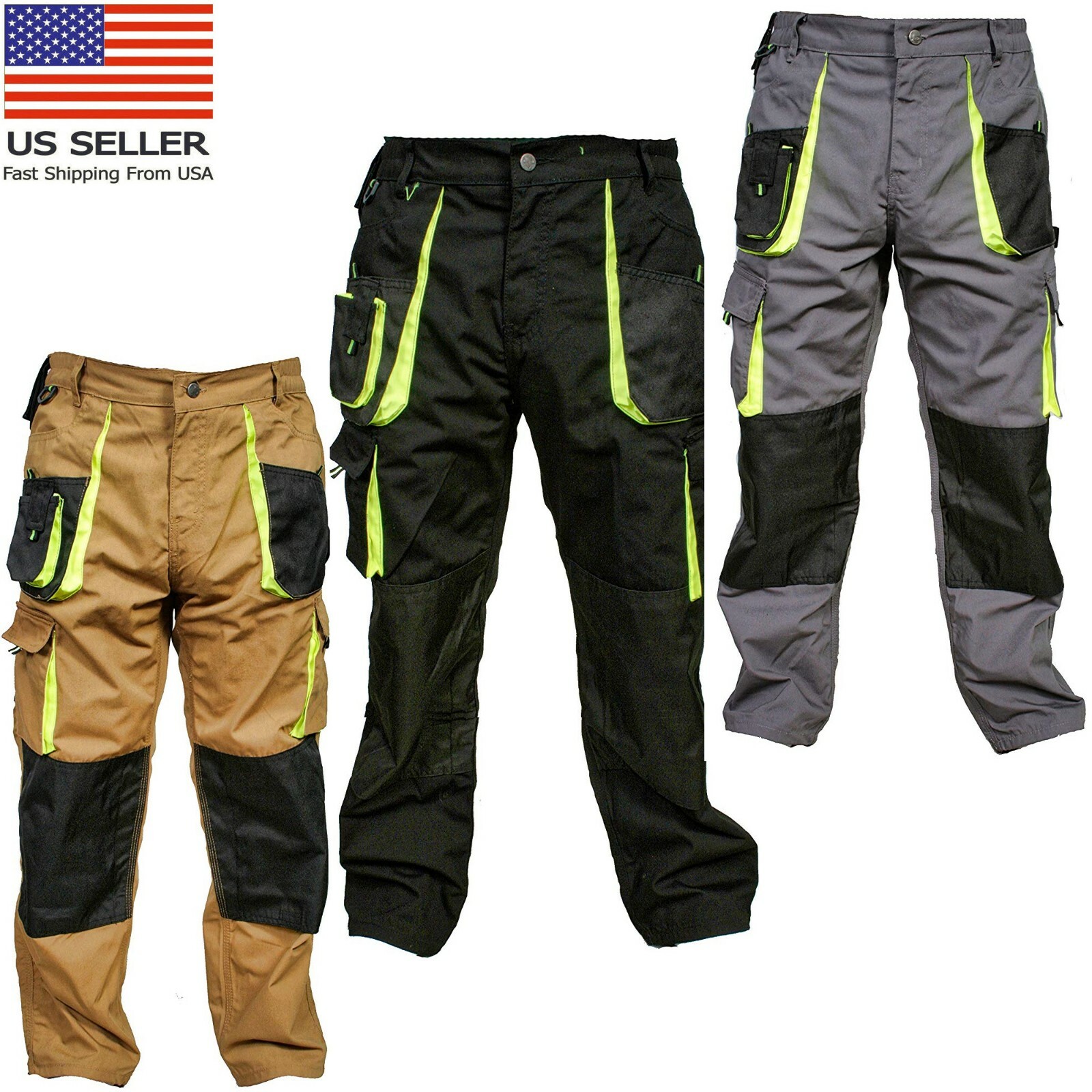 Men Workwear Utility Pant Heavy Duty Tactical Work Trouser Cordura Reinforcement