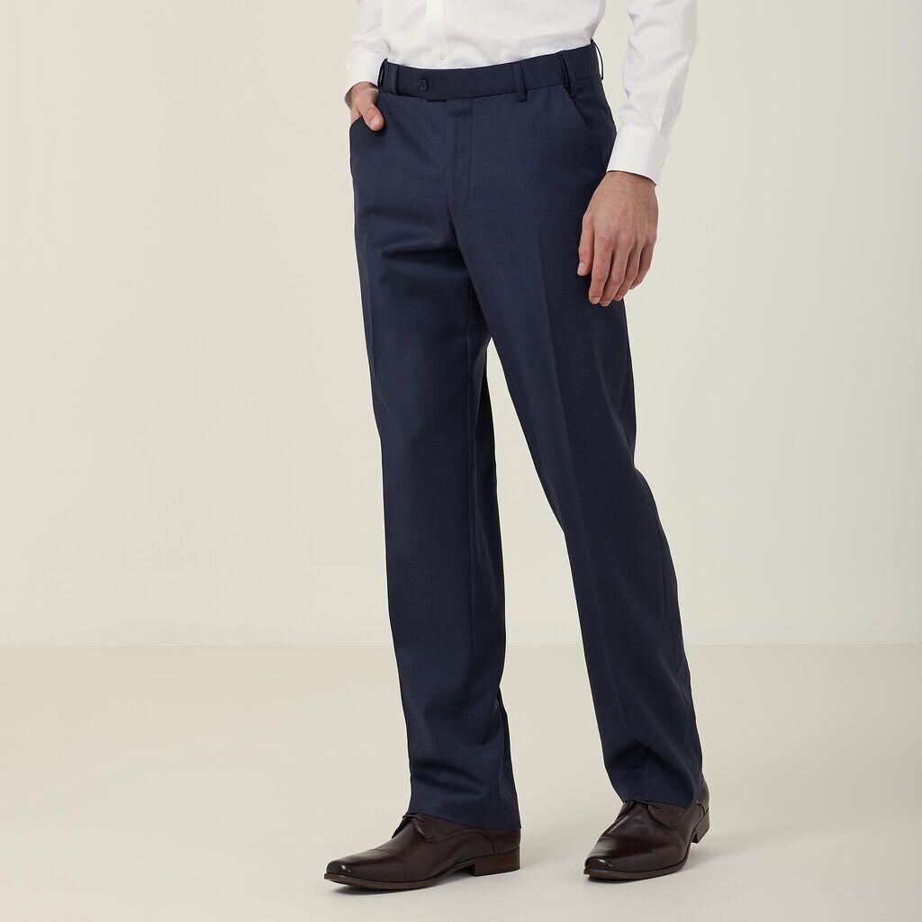 Austin Reed Navy Sharkskin Flat Front Pant 38L TD132 SS 02