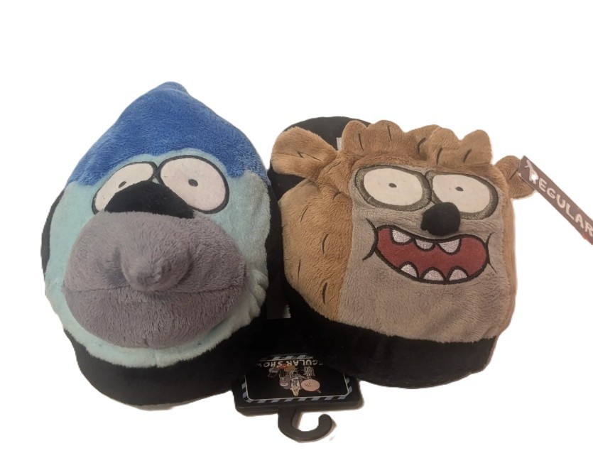 Regular Show Rigby Mordecai Slippers Plush Cartoon Network House Shoes Mens 7-8