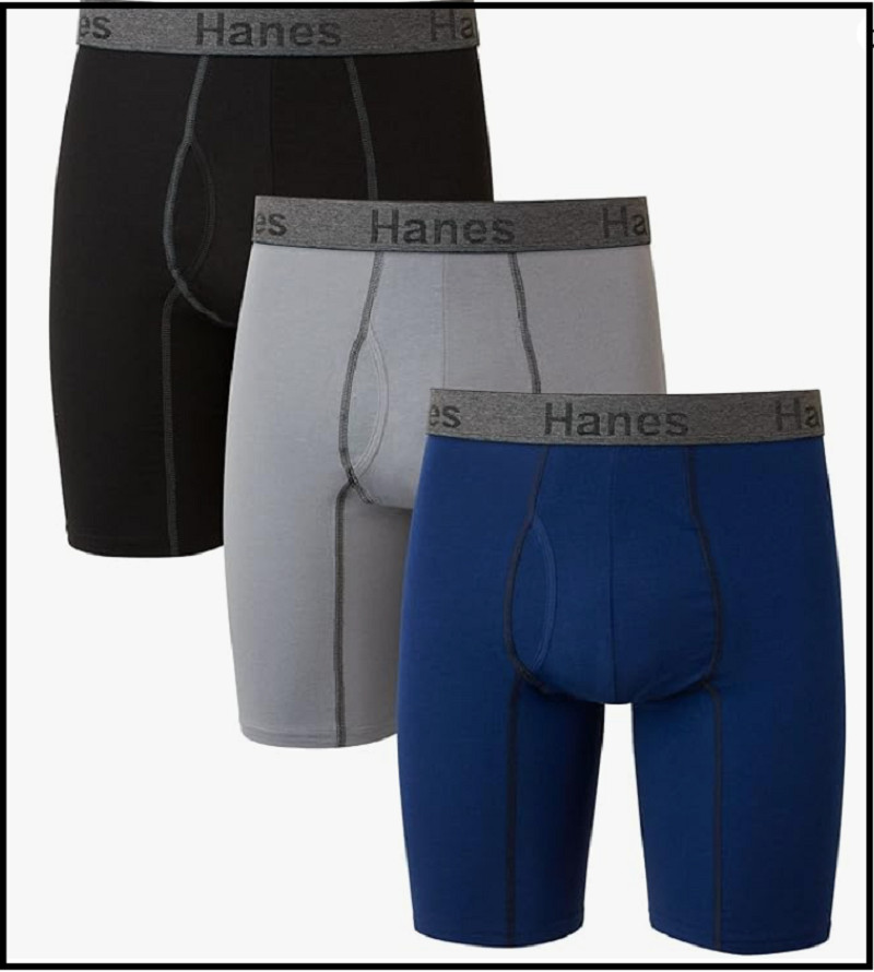 Hanes Men’s 3-Pack Comfort Flex Boxer Briefs Fit Ultra Soft Cotton Stretch Wick