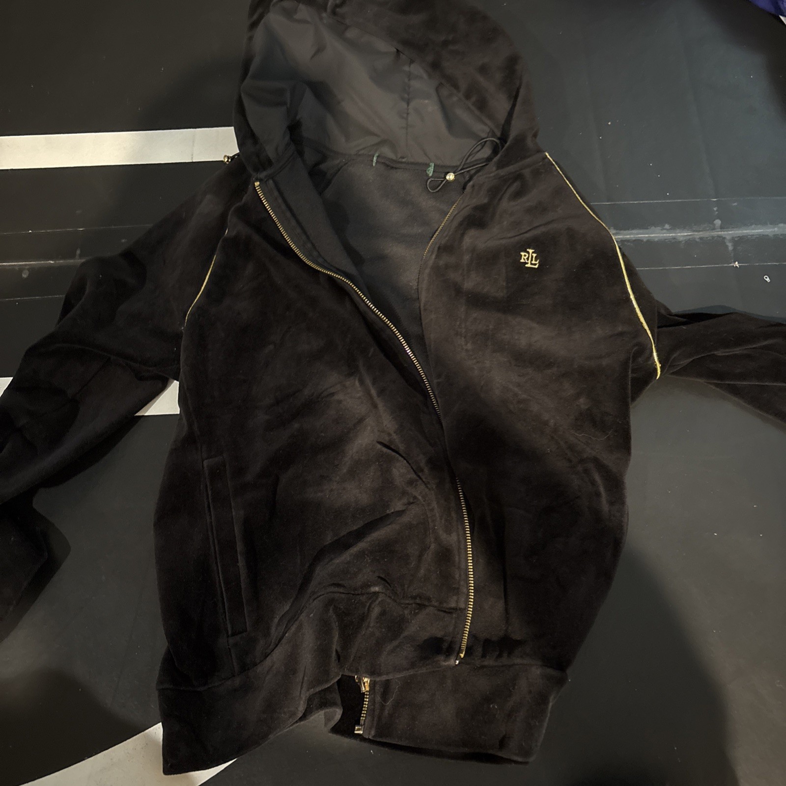 Ralph Lauren Petite Large Women’s Velour Track Jacket With Gold Accents