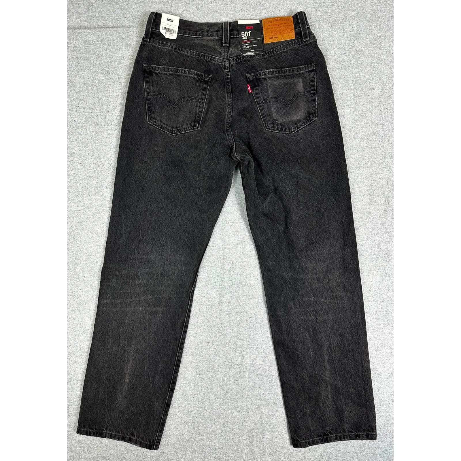 NEW Levis 501 ’90s Jeans 27×30 Take a Hint Black Button Fly Factory Wallet Fade