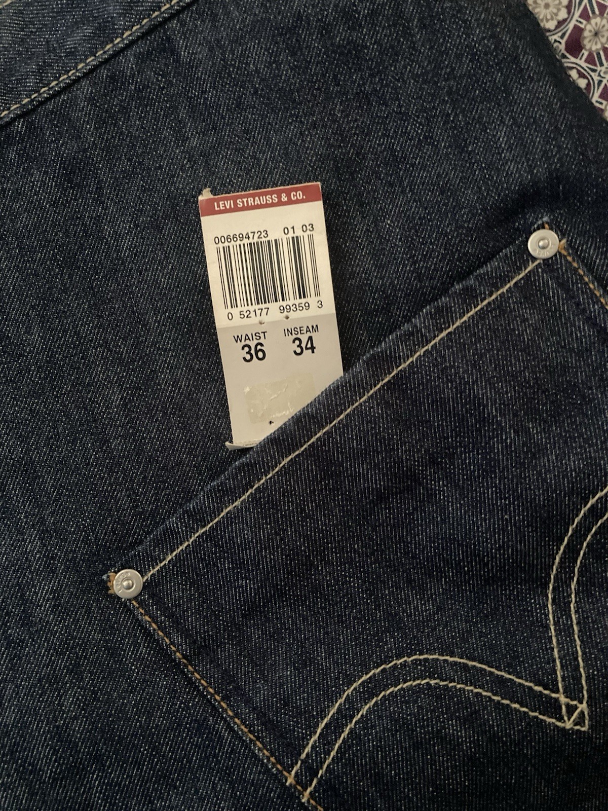 Vintage LEJ 2003 Y2K Levi’s Engineered Jeans Loose Flap Pocket W36x34 Grunge NWT