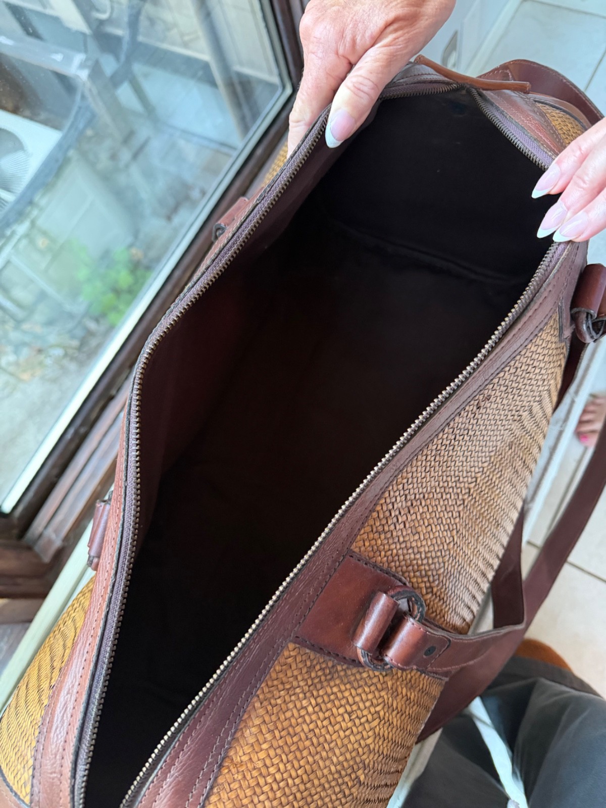 🔥 VINTAGE ELLIOTT LUCCA WOVEN STRAW & LEATHER WEEKENDER / TOTE BAG 🔥