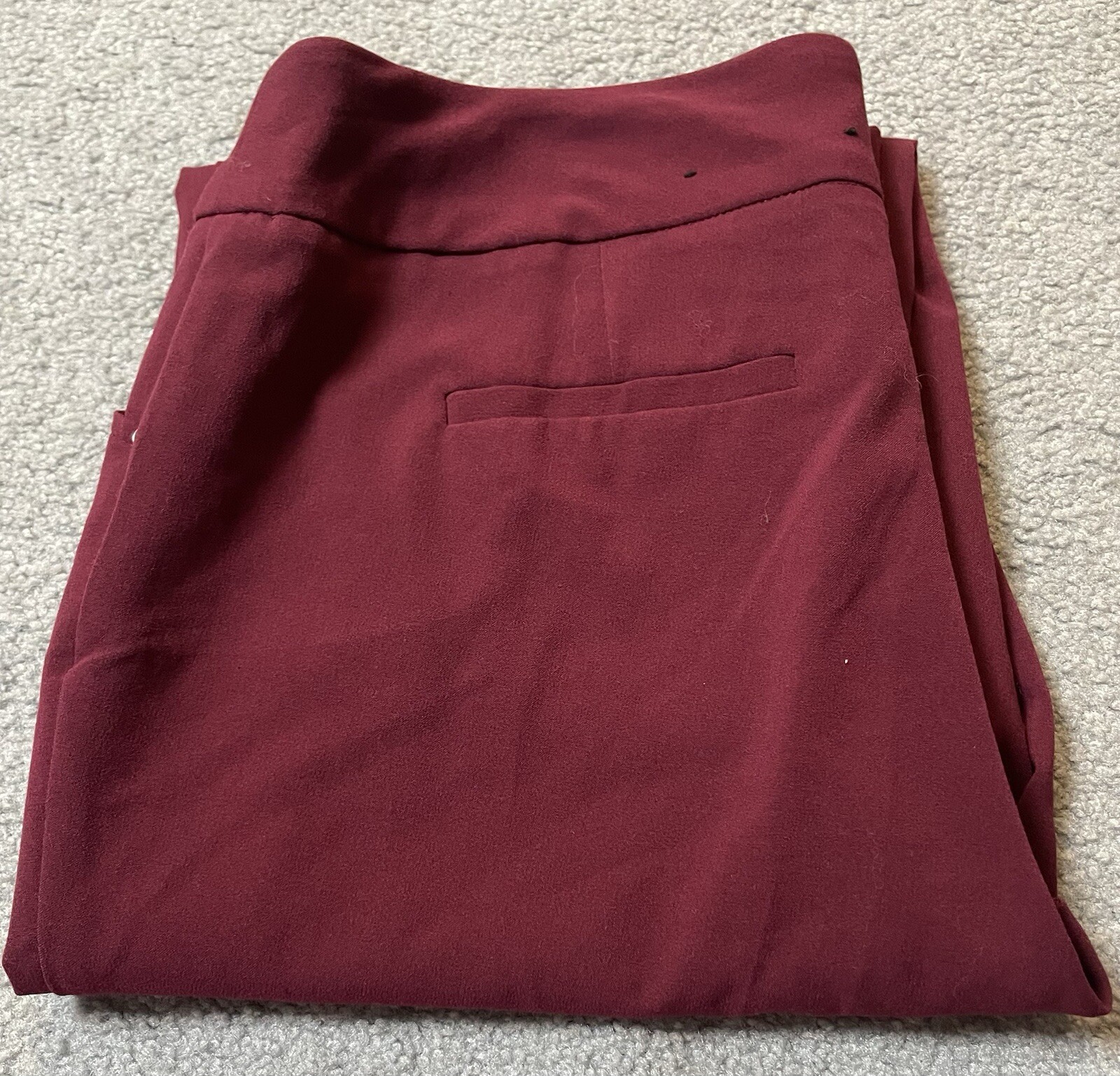 Roz & Ali Woman’s Crop Pants 14W Burgundy High Rise Straight Leg Pockets Stretch