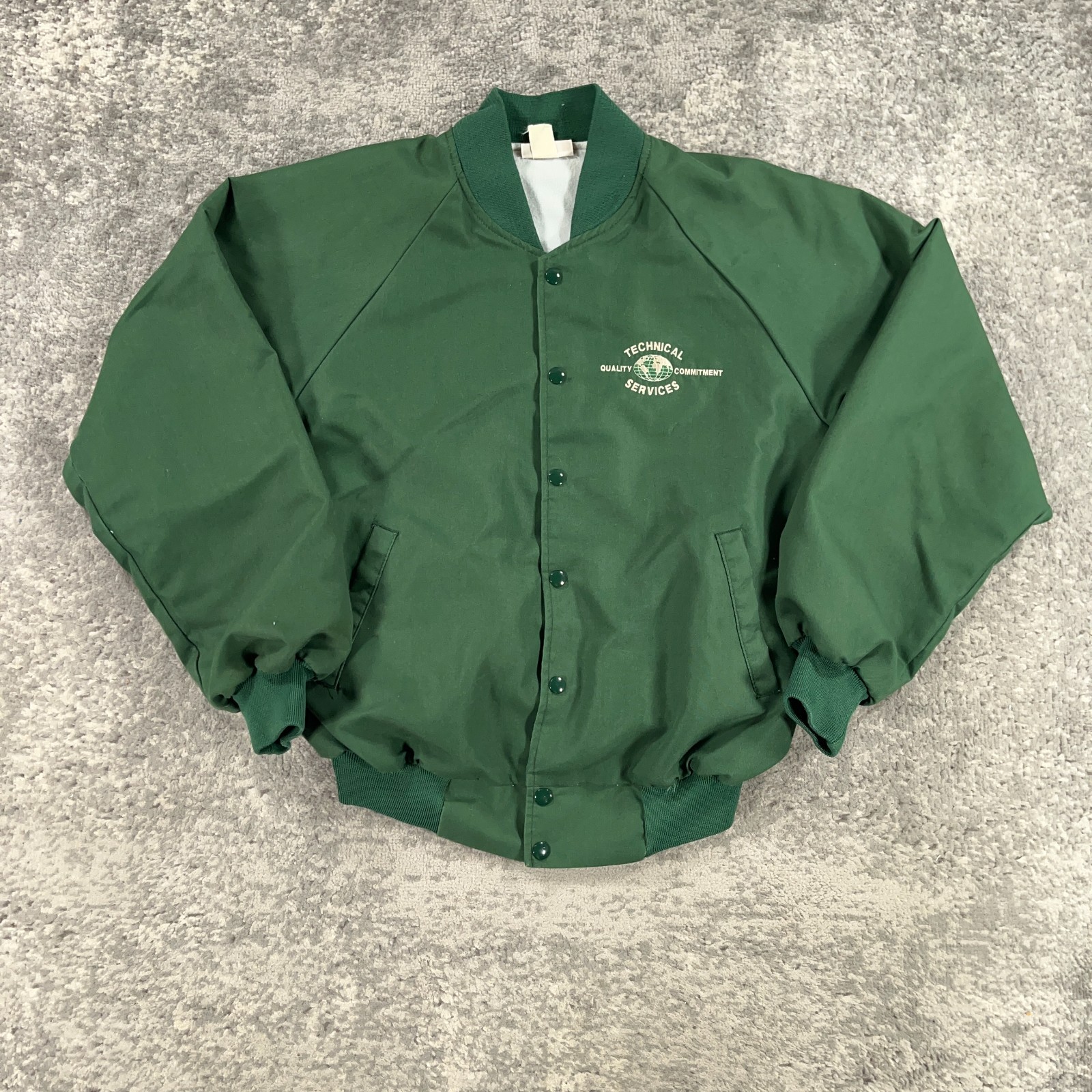 VTG Hartwell Bomber Jacket Mens Large Green Raglan Sleeve 80s USA Made Workwear