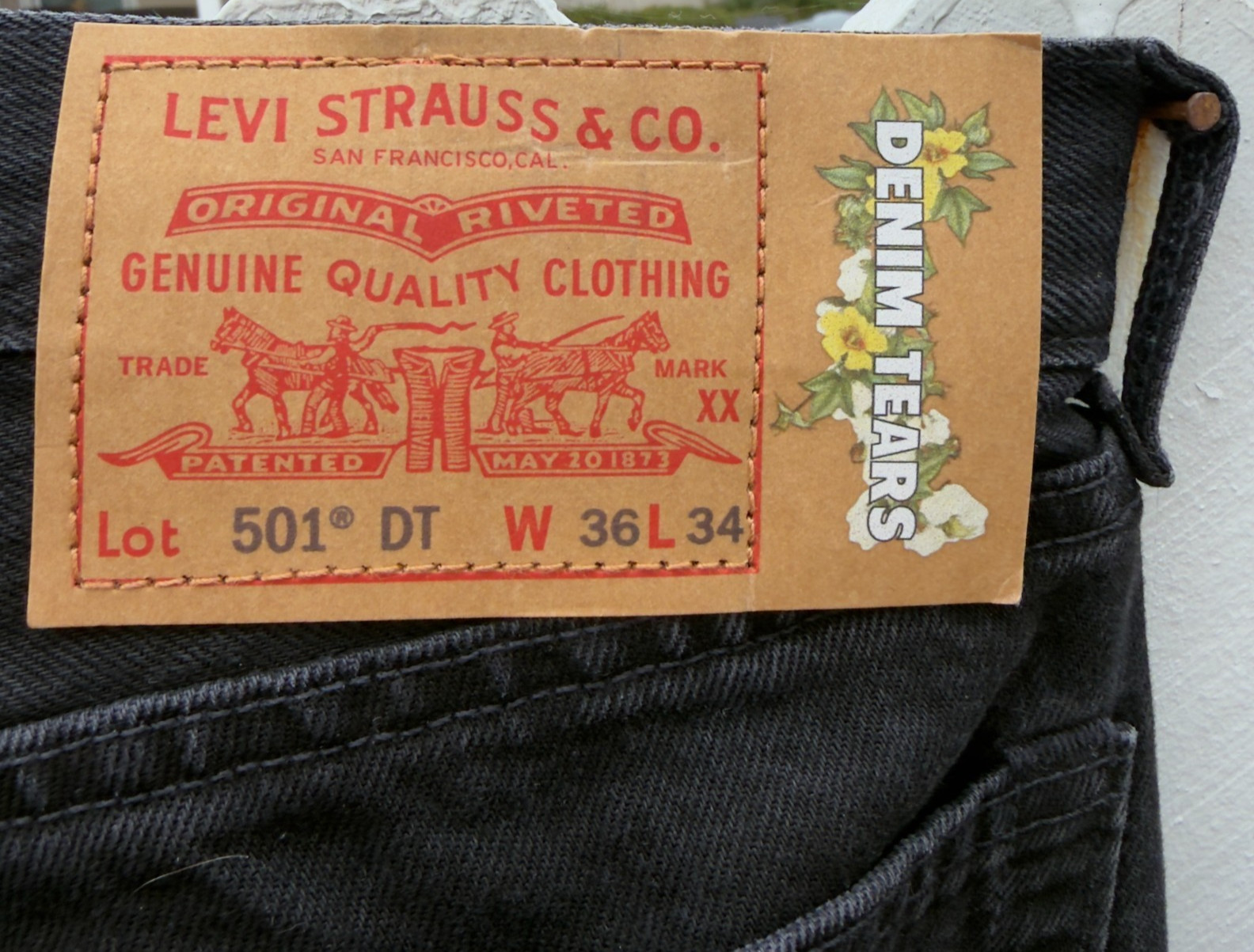 Men’s Denim Tears x Levis 501 DT Black Jeans-Size 36x 34 “Offset”Collectors Item