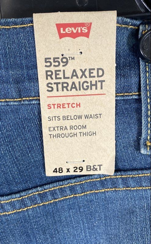 Levi’s Men’s 559 Relaxed Straight Blue Jeans Big & Tall Stretch NWT 48×29