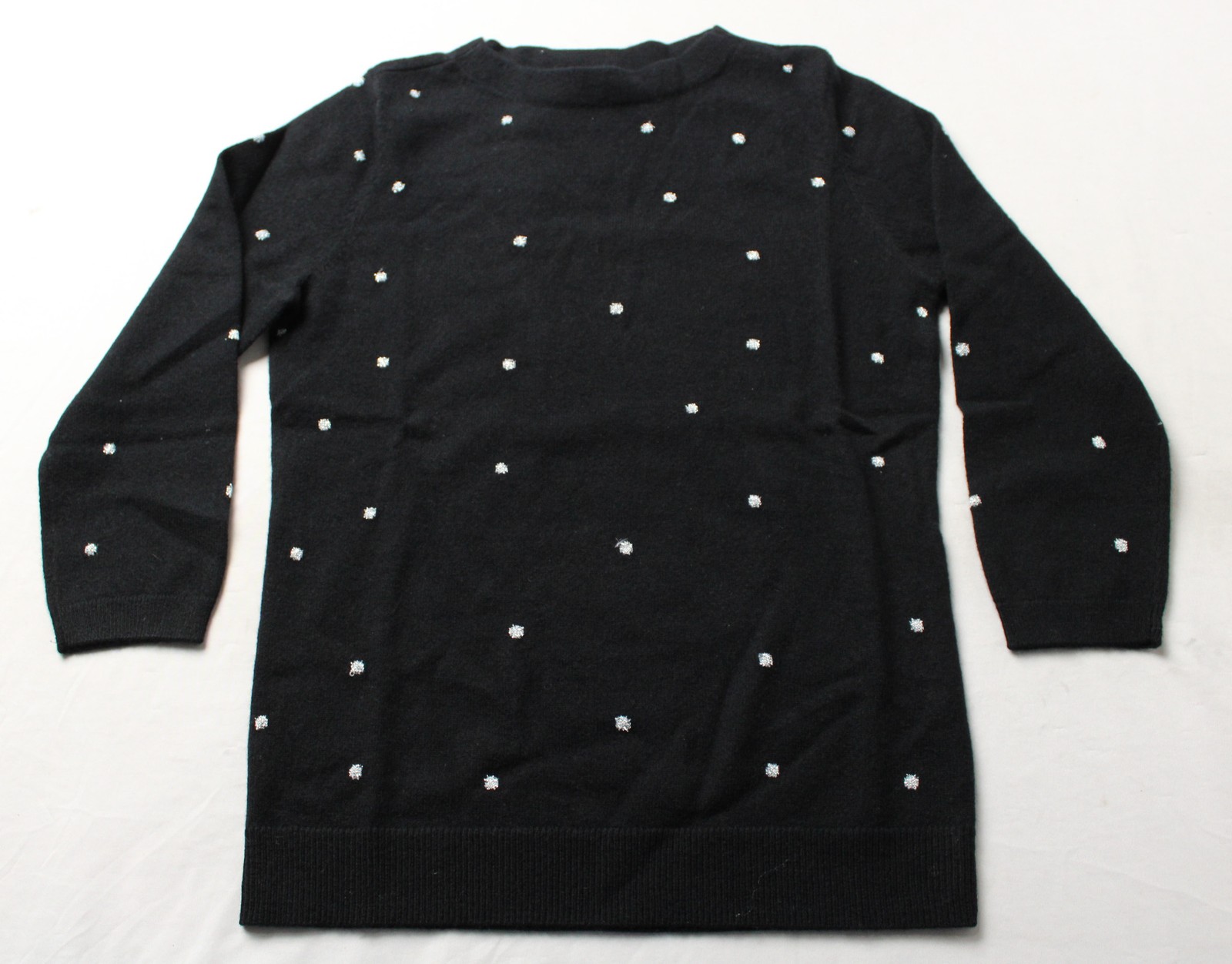 Talbots Women’s Petite Audrey Cashmere Sweater NC3 Black Metallic Dot Small