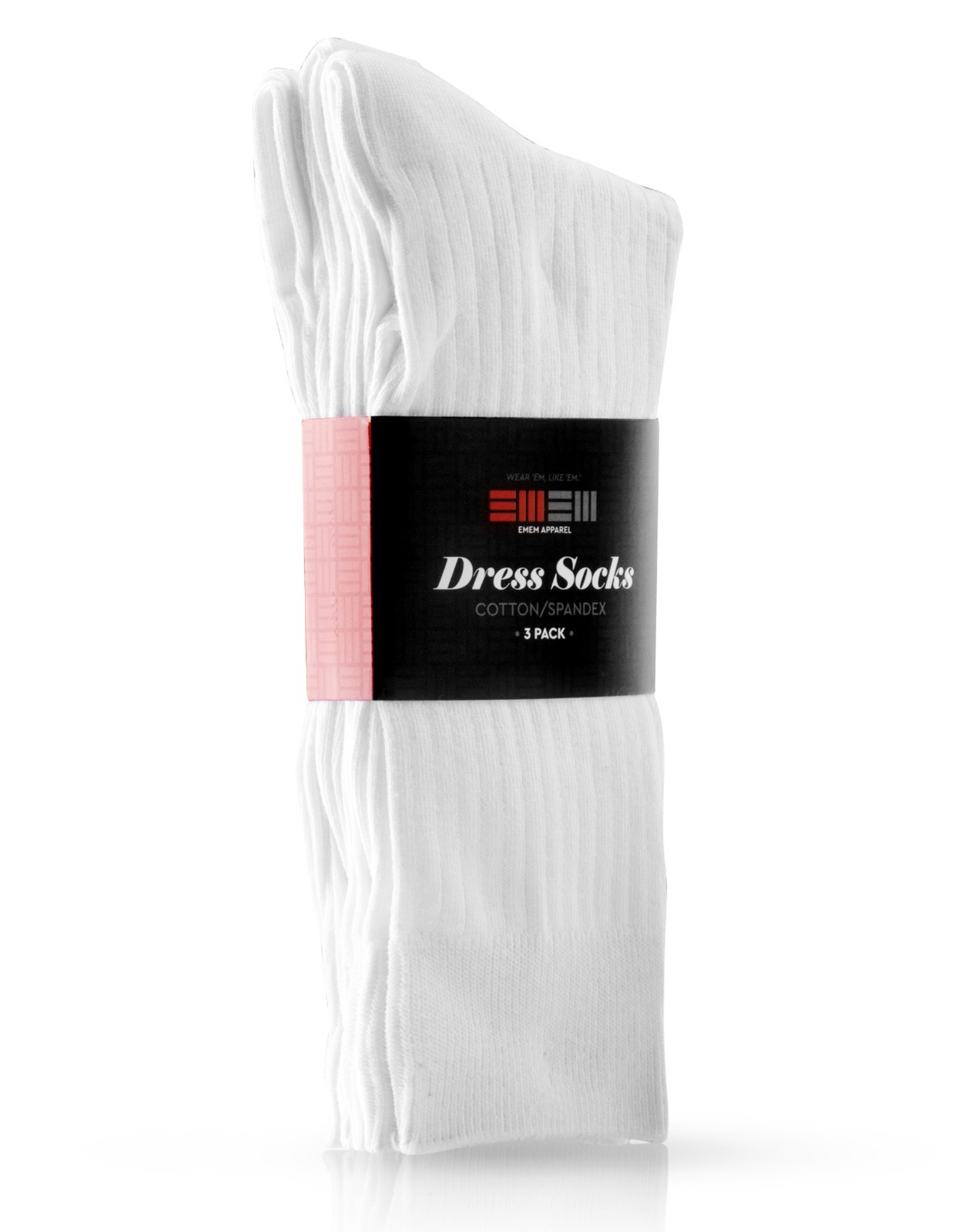 EMEM Men’s Ribbed Cotton Classic Crew Dress Socks 5-Pack, Big and Tall Available