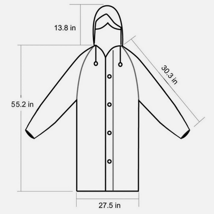 Men Black Waterproof Long Raincoat Rain Coat Hooded Trench Jacket Outdoor Hiking