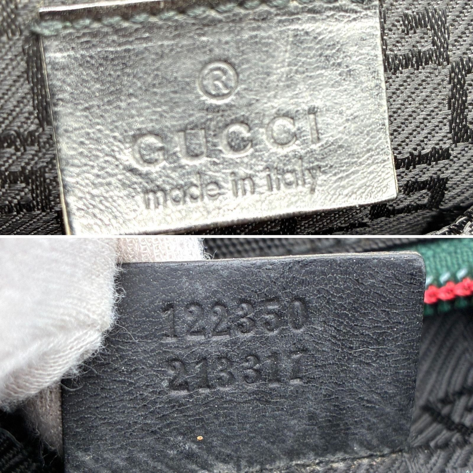 GUCCI Web Stripe Sherry Line Body Bag Black Nylon Crossbody 122350 Italy