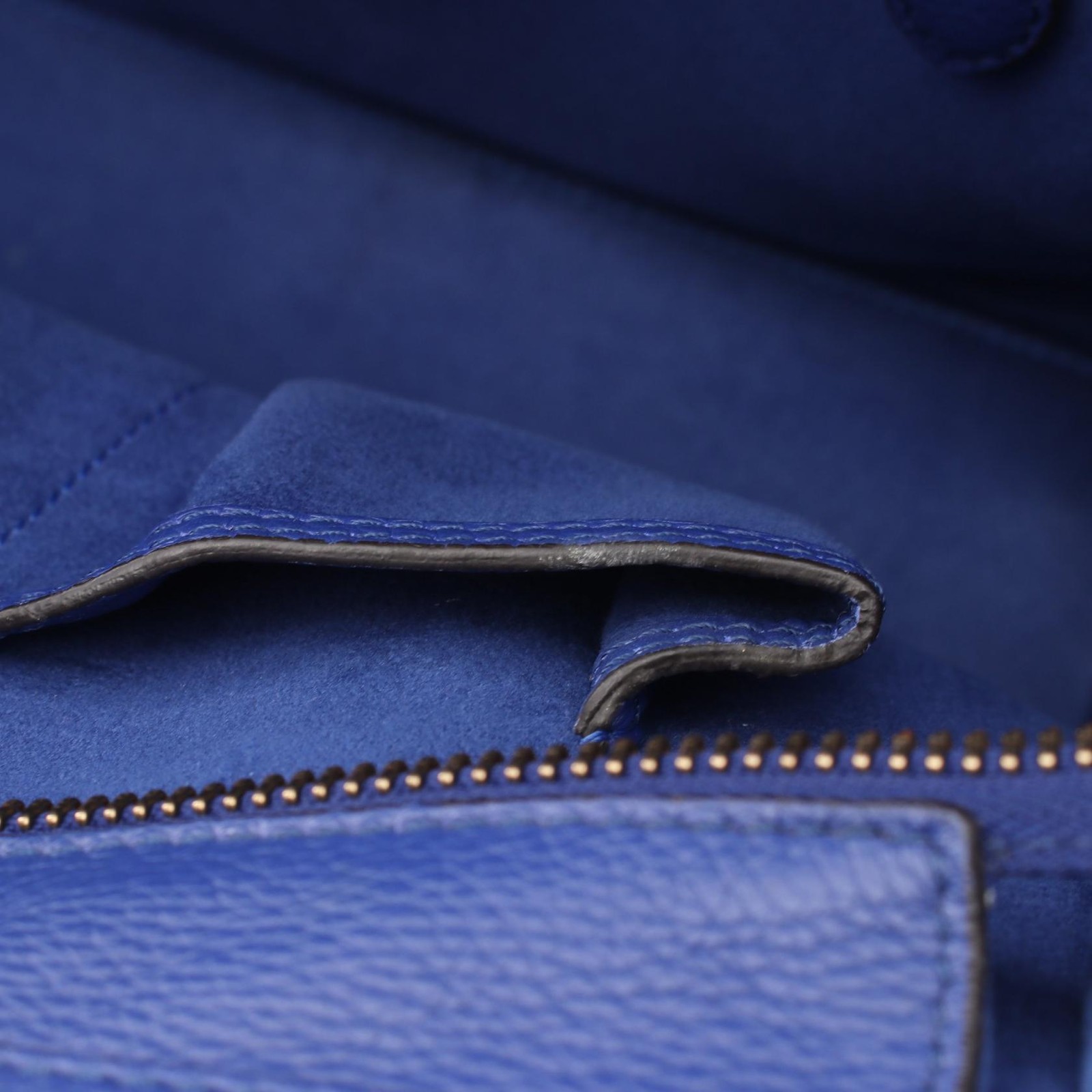 CELINE Luggage mini shopper Handbag 165213 leather Blue Used Women