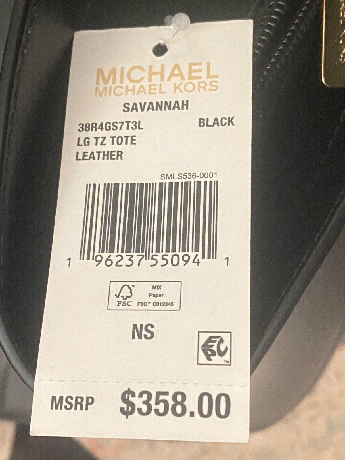 NWT $358 MICHAEL KORS Savannah Large BLACK Leather TOTE Hand Bag Purse Laptop
