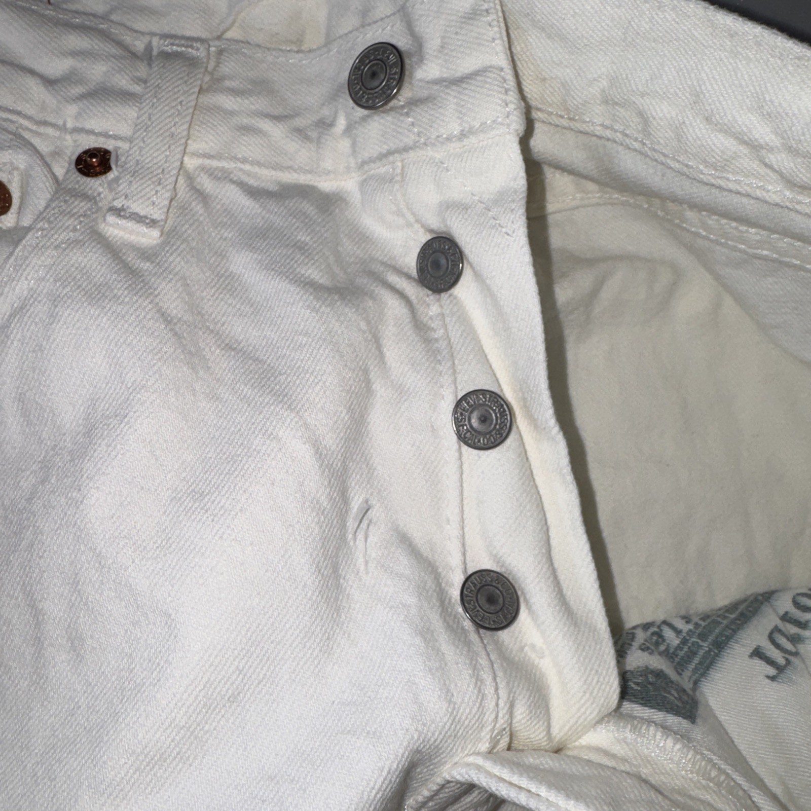 Levi’s 501 Denim Tears 28/30 White Straight Denim Jeans Button 28X30