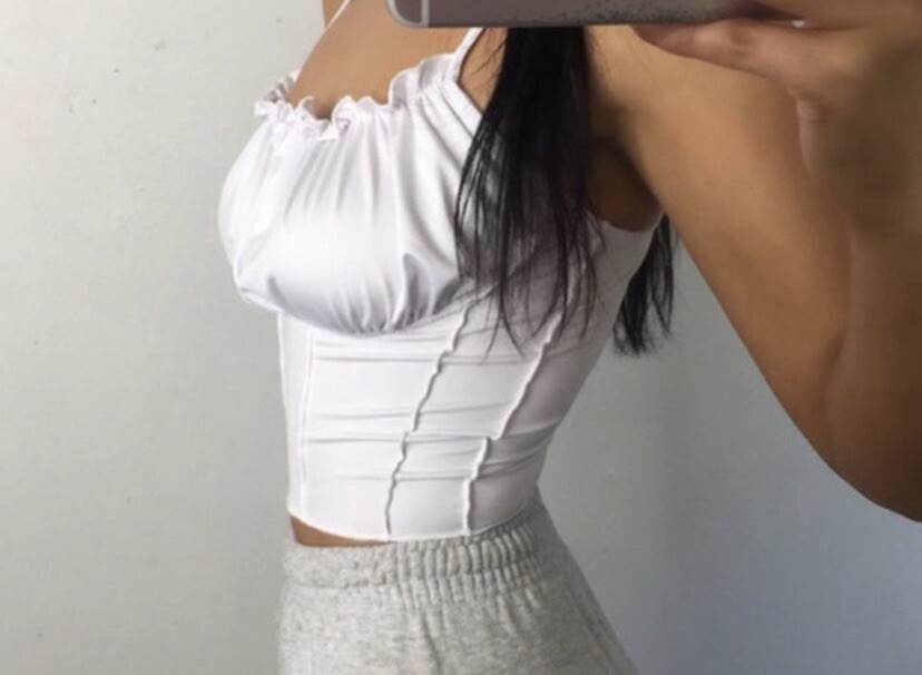 HOT New Causal Milkmaid Thin White Crop Top Tank Top Vest Corset