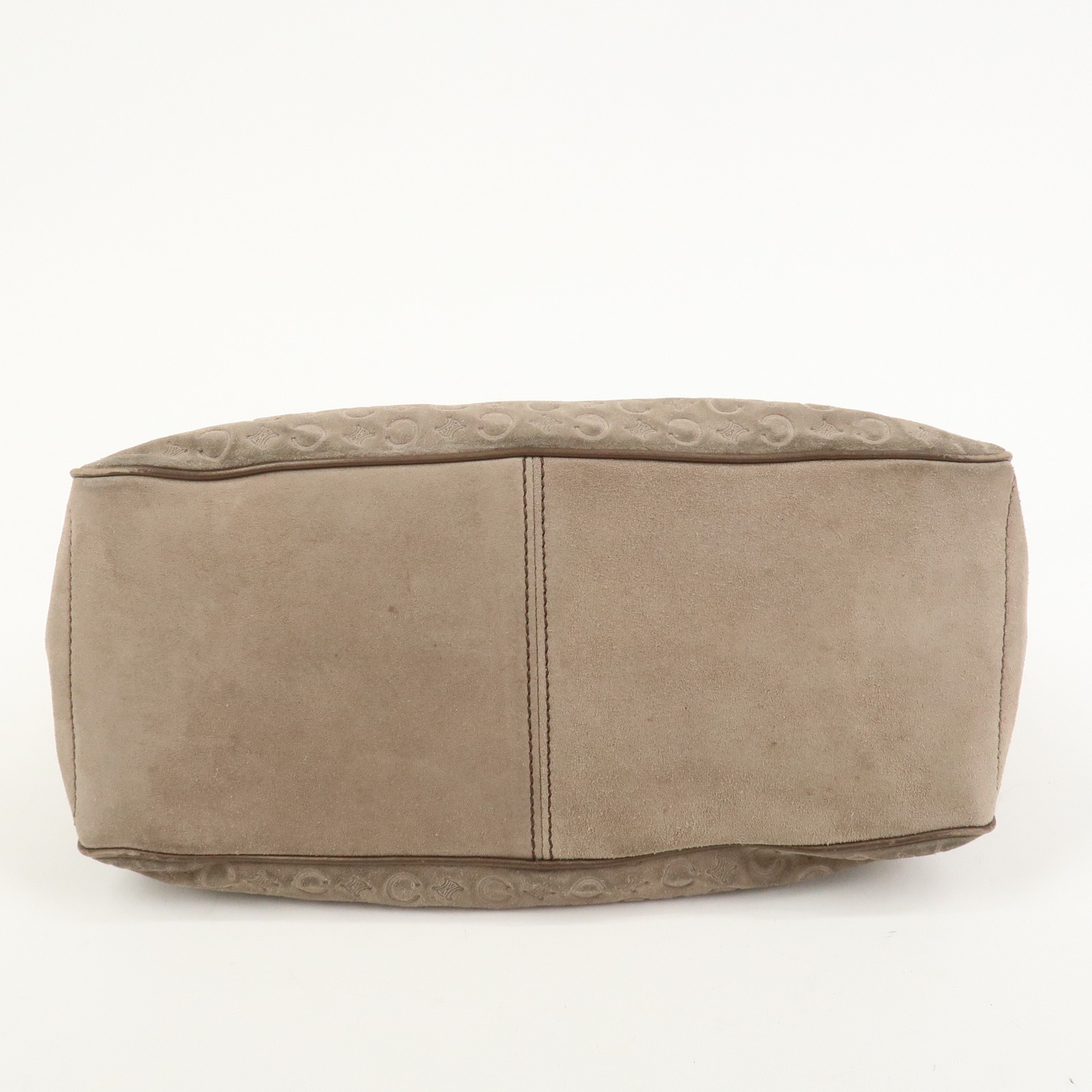 CELINE C Macadam Suede Leather Boogie Bag Hand Bag Beige Brown Auth Used F/S