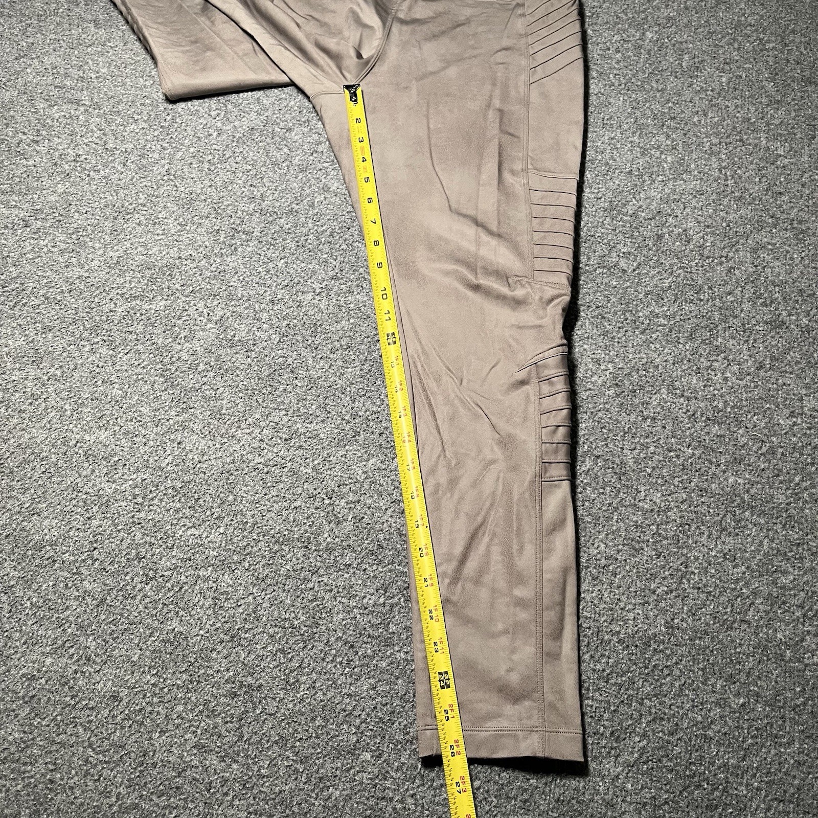 Athleta Leggings Womens Large Beige Delancey Gleam Moto Tight Faux Leather
