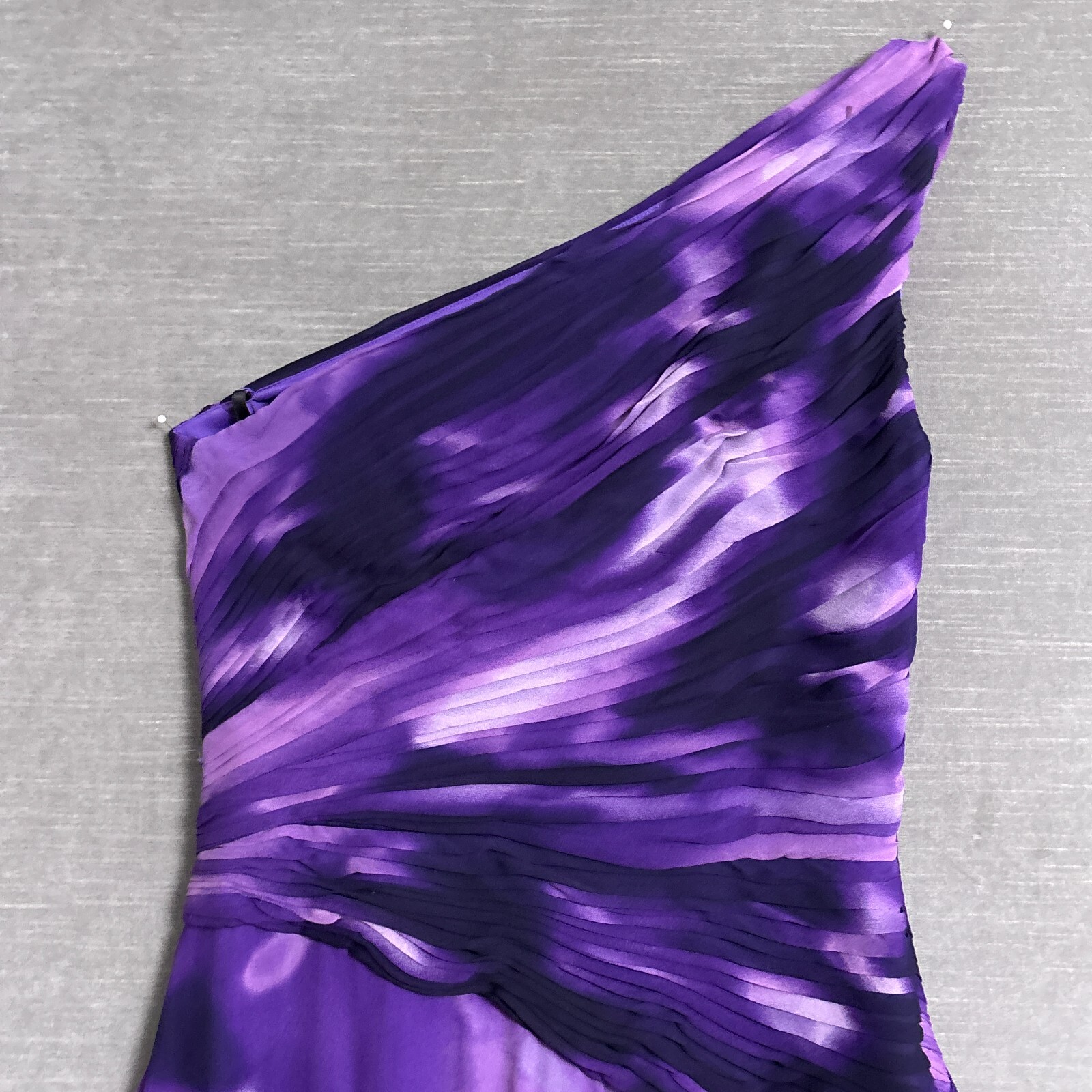 Tadashi Shoji Dress 12 Purple Silk Cocktail Party Guest Evening One Shoulder