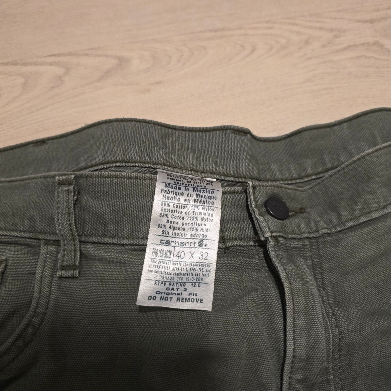 Carhartt FRB159-MOS Moss Green Flame Resistant Work Pants Carpenter Pants 40×32