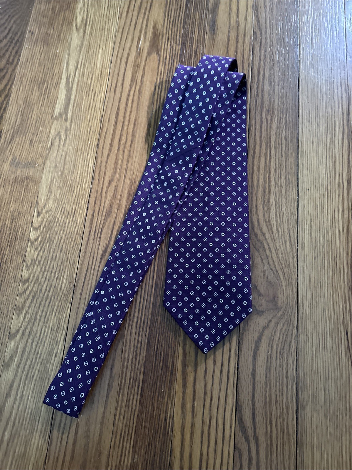 Purple With Square Polka Dot Design Brooks Brothers Tie 100% Silk