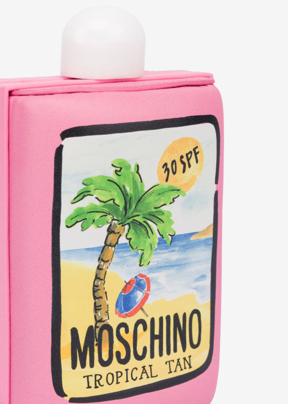 MARCH SPECIAL! SS23 MOSCHINO COUTURE Tan Pink Leather Sunscreen Shoulder Bag