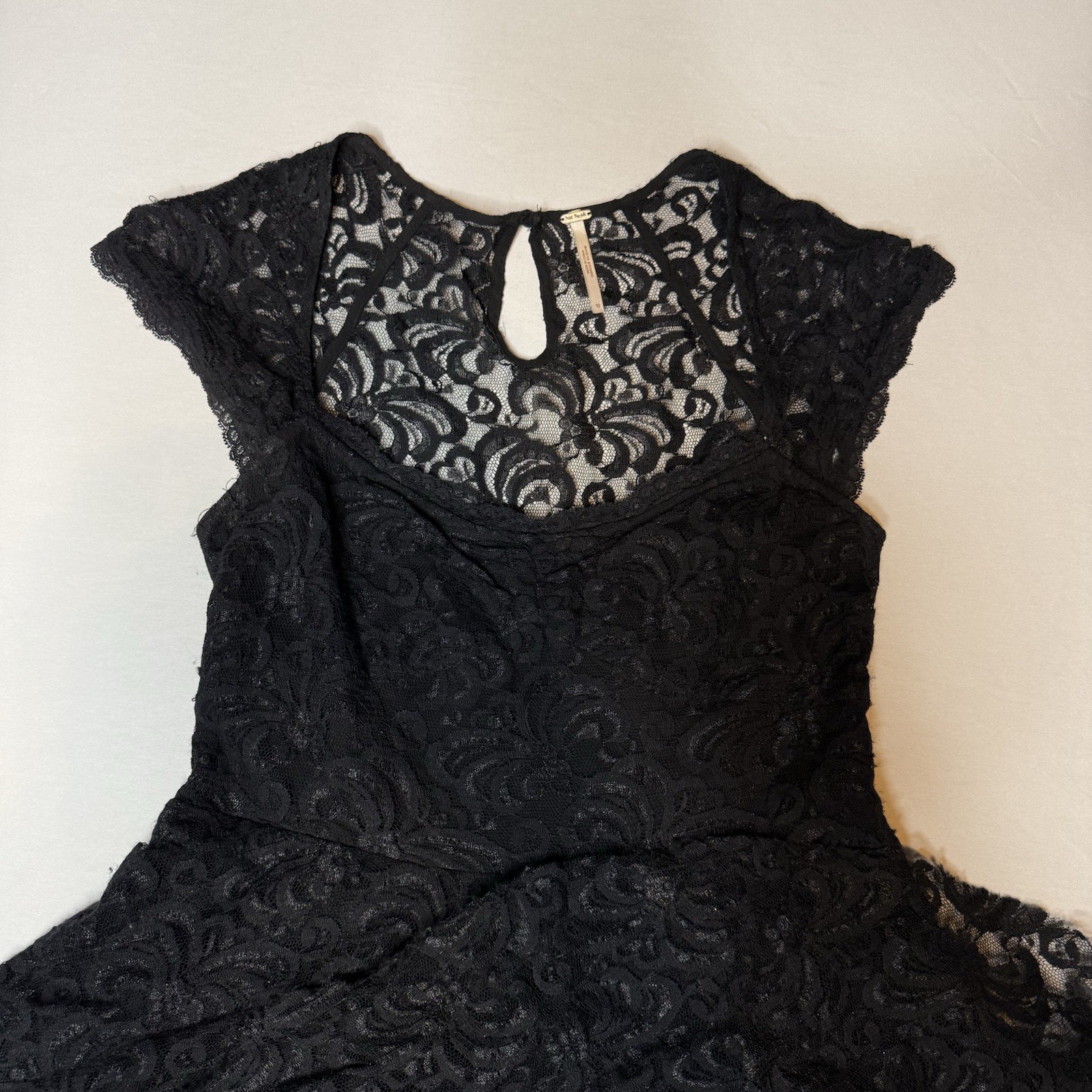 Free People Fit And Flare Rock Candy Lace Crochet Boho Hippie Mini Dress Size 10