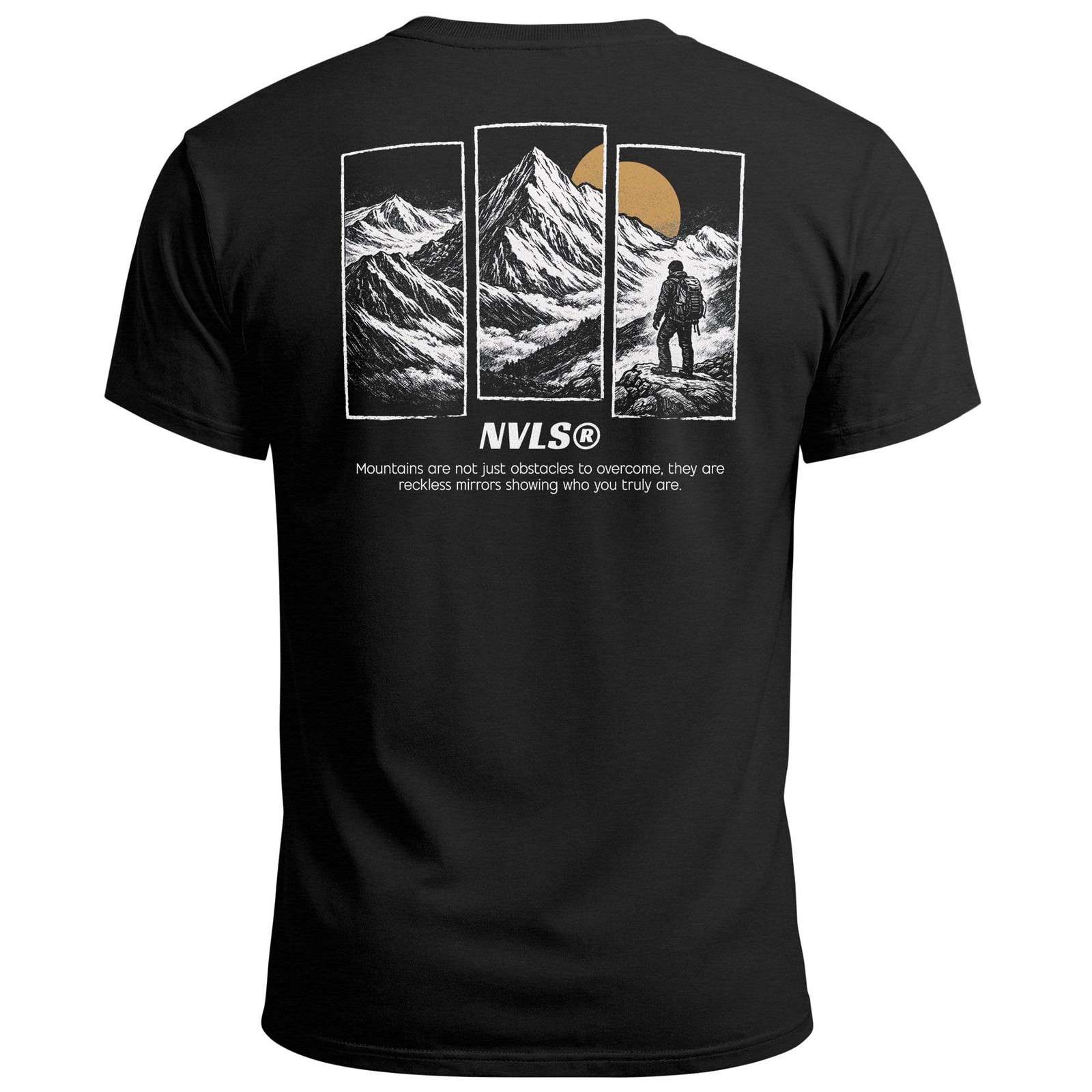 Mens T-Shirt Back Print Mountain Adventure Graphic Outdoor Nature Fashion