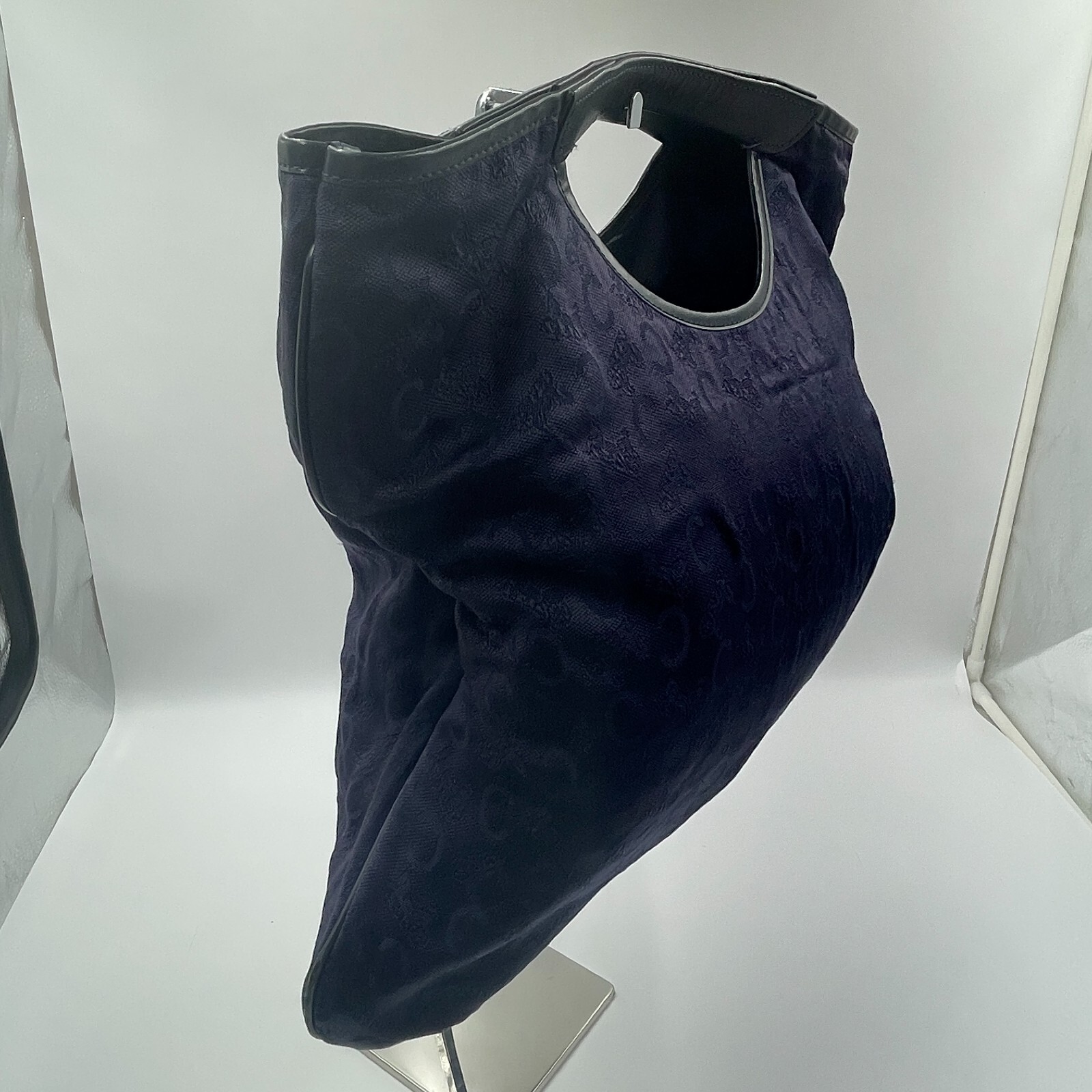 CELINE C Macadam Canvas Hand Bag Navy Auth Japan Vintage 714