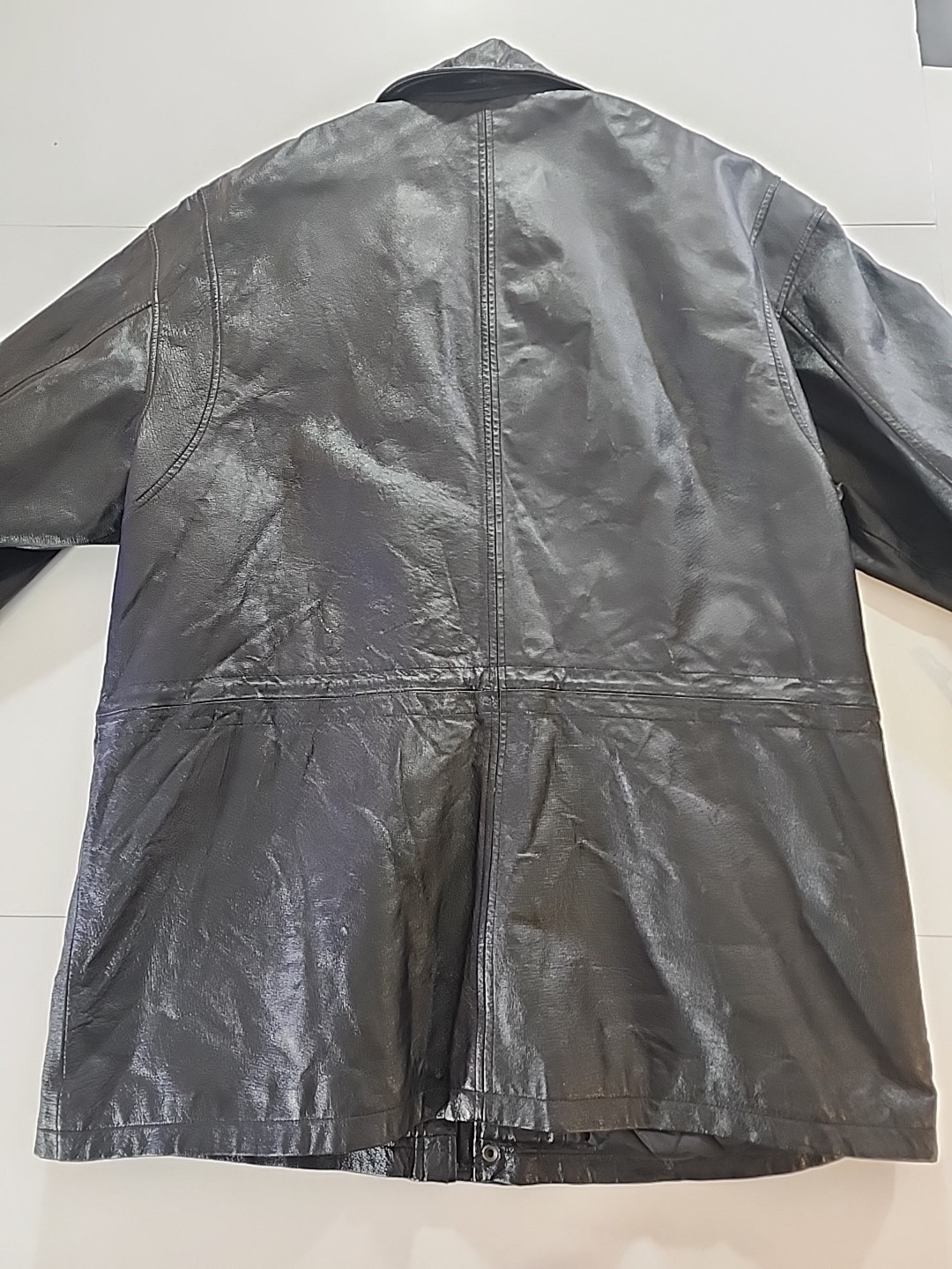 Men’s David Taylor Genuine Leather Jacket Size Large L Black Full Zip Coat