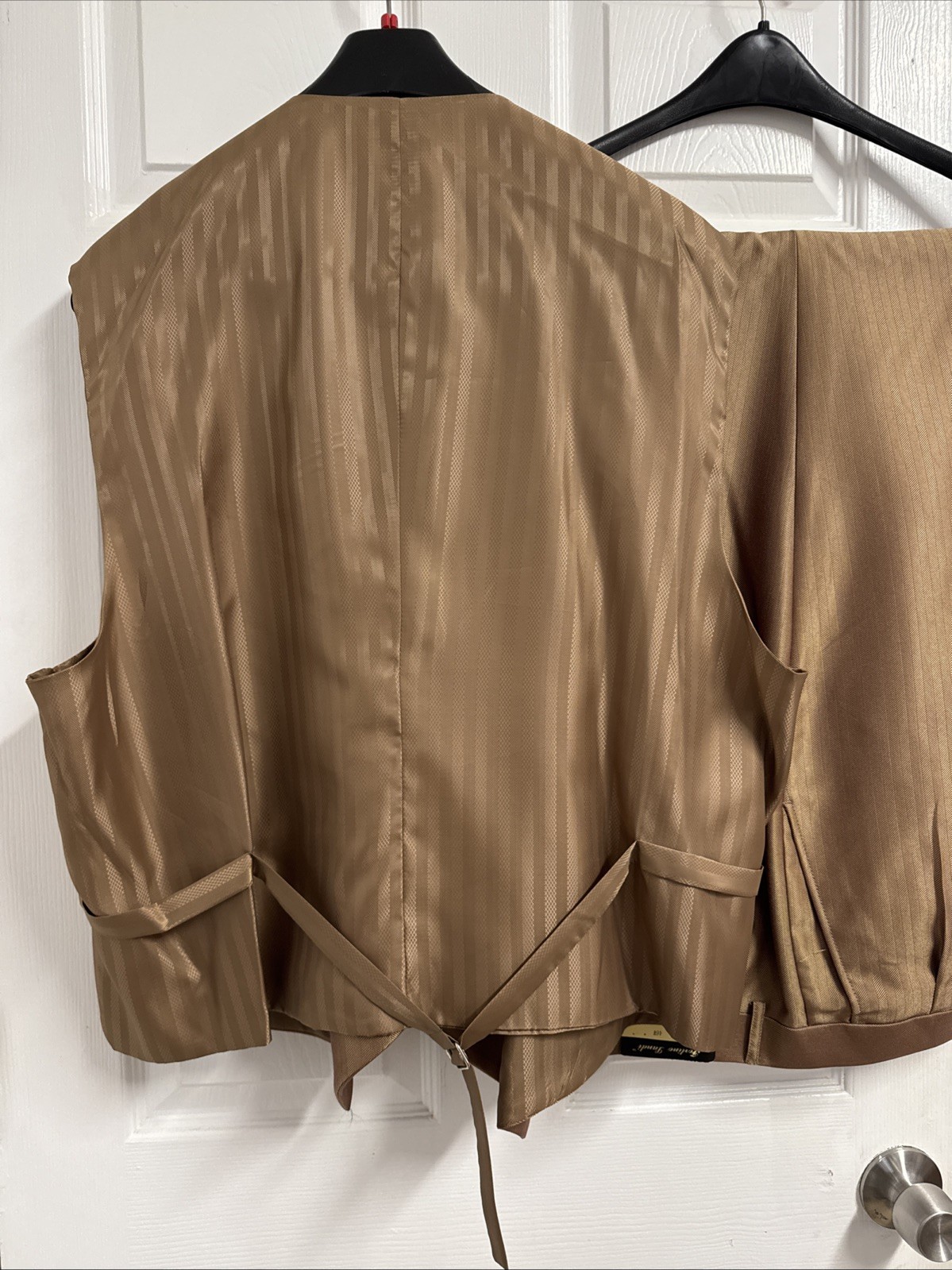 Fortino Landi 3PC Men’s Double Button Vested Fashion Suit Brown Tan 52R/46W NWT