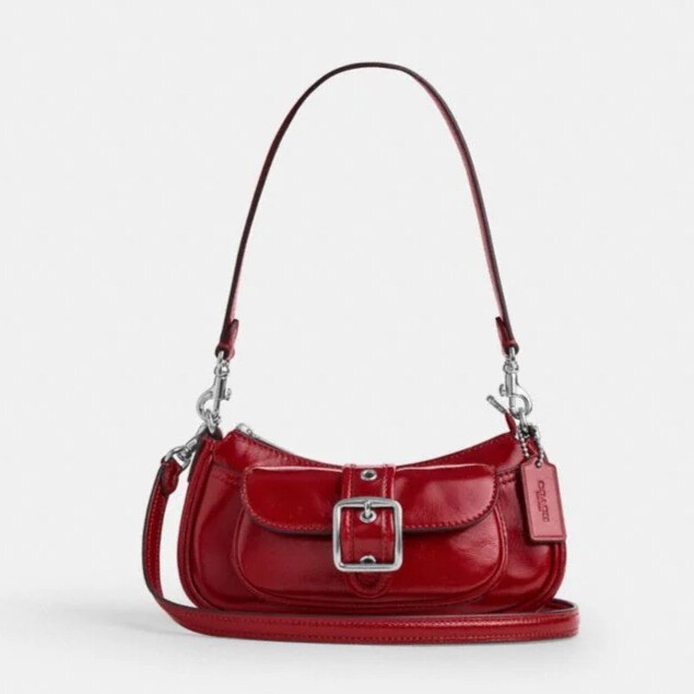 Coach Ashton Mini Shoulder Bag in Red Glazed Leather Crossbody NWT