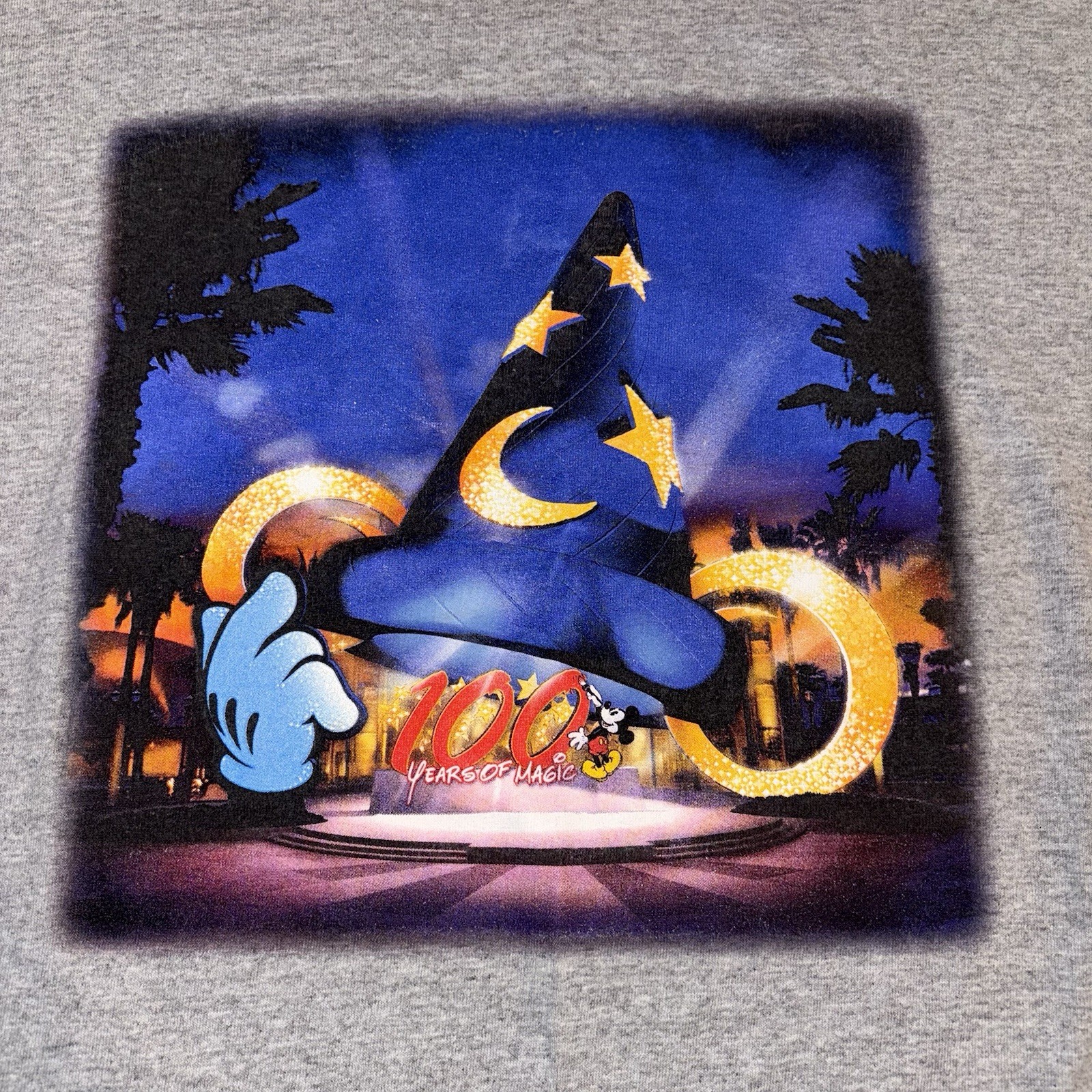 Vintage 2001 Walt Disney World 100 Years Of Magic TShirt Fantasia Hat Kids Large