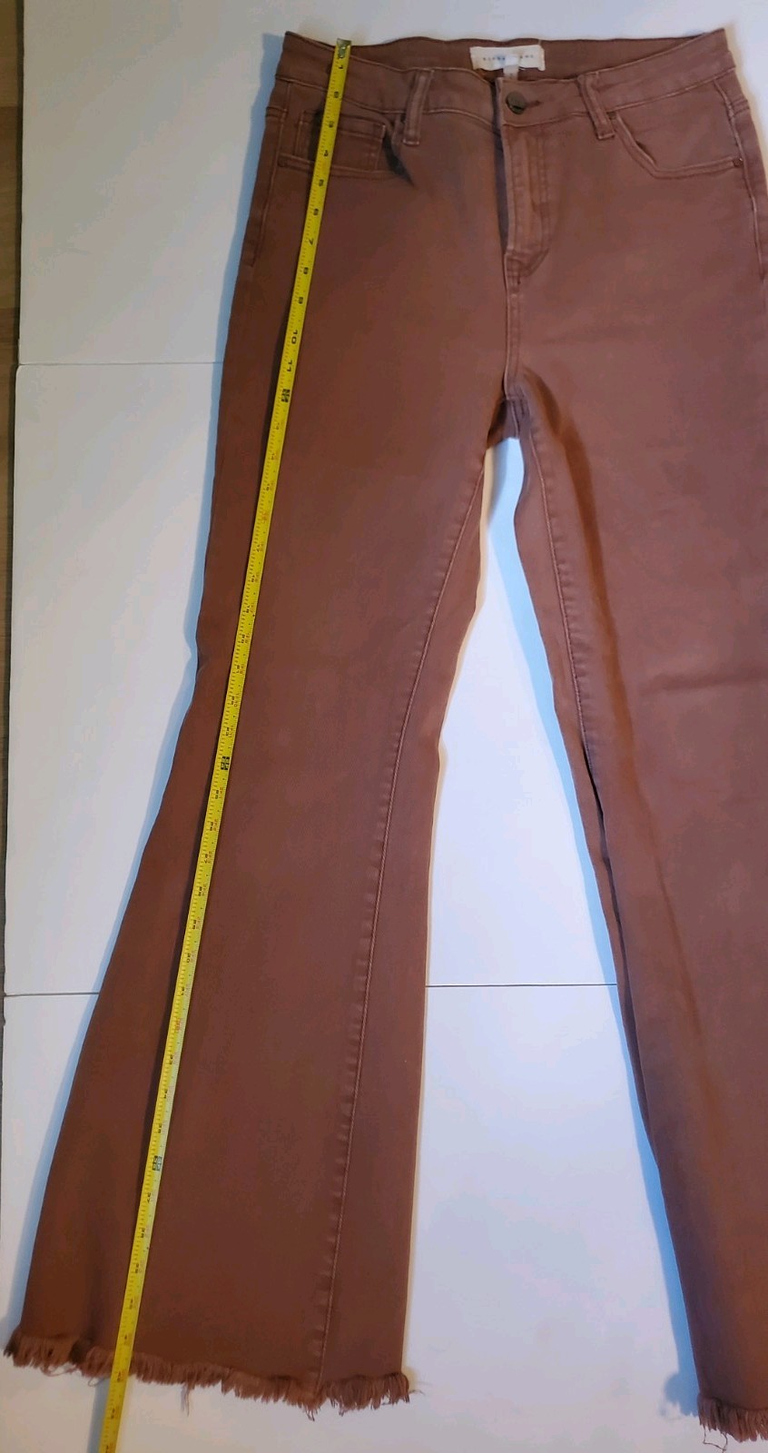 Womens Risen High Rise Wide Leg Jeans Expresso, Brown, Fringe, Slit Size 9/29