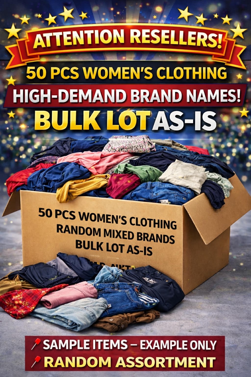 50 PCS Women’s Clothing RESELLER LOT Random Mixed Brands NWT NWOT Returns AS-IS
