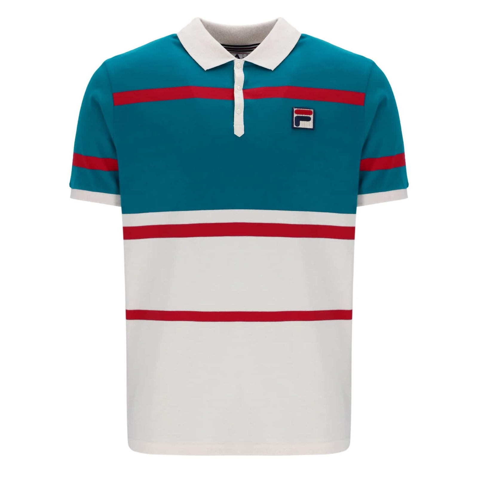 Fila Clarkson Stripe Polo Shirt | White/Blue | S, M, L, XL, XXL, 3XL