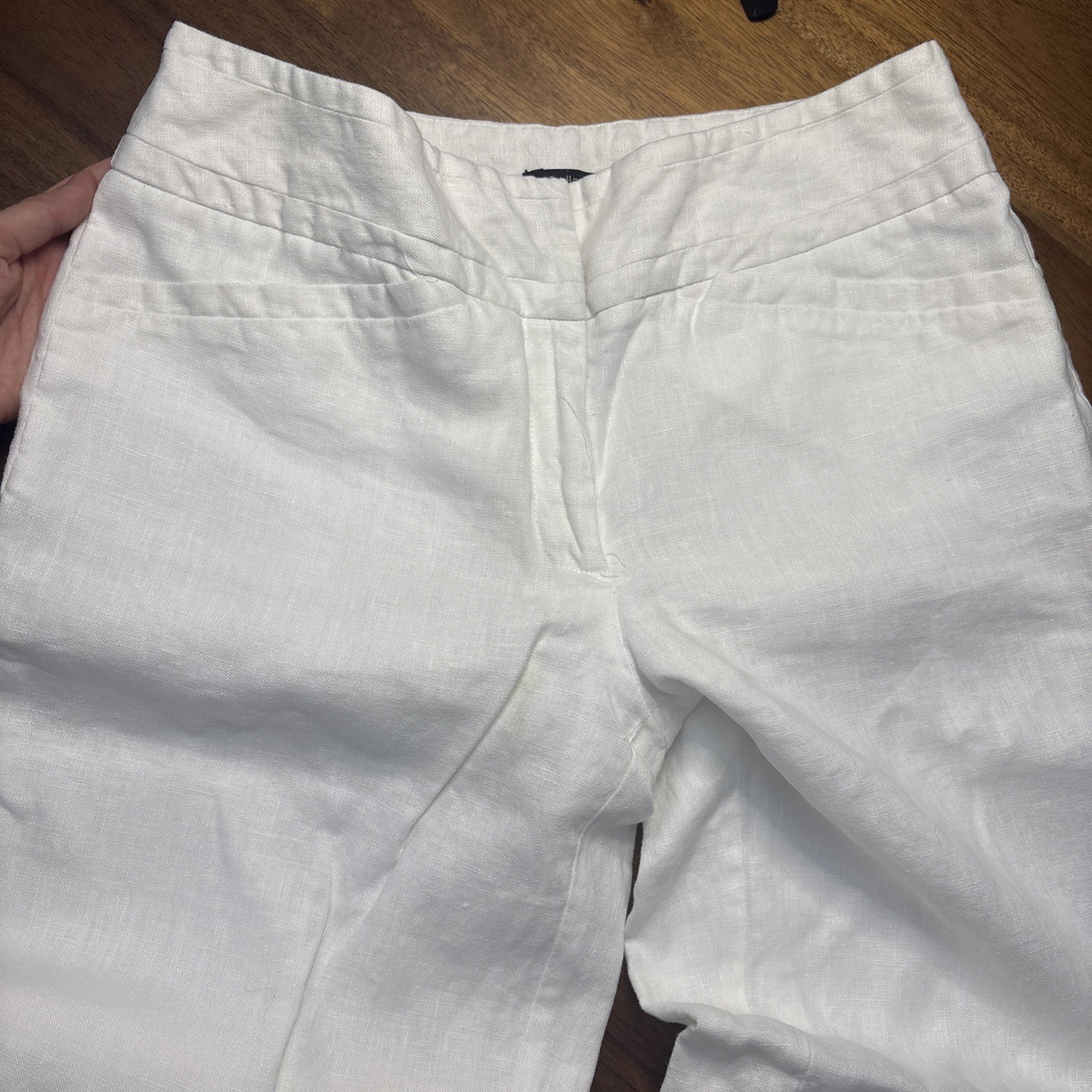 Rafaella Studio Sz 6P 100% Linen Straight Leg Classic Fit White Pants