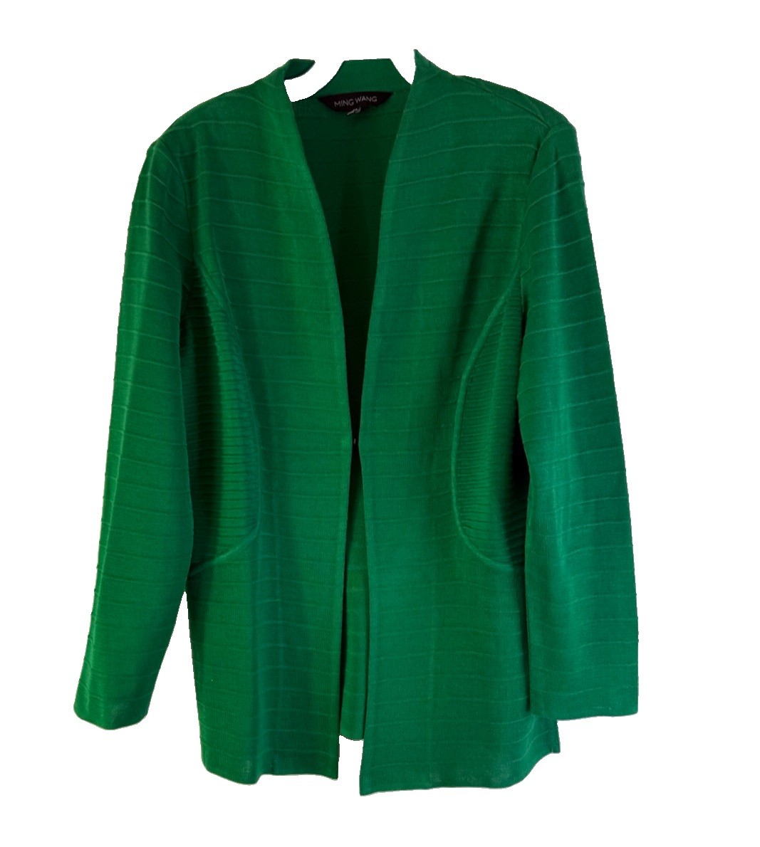 MING WANG Blazer Jacket Womens MEdium Acrylic Ribbed Knit Luxury Professional