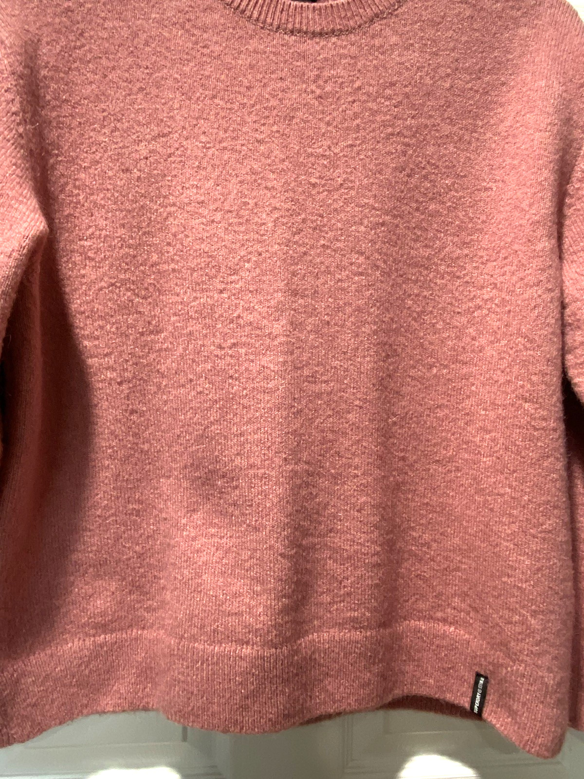 Superdry Pullover Sweater Top Pink Round Neck Long Sleeve Soft Warm Cozy Size L