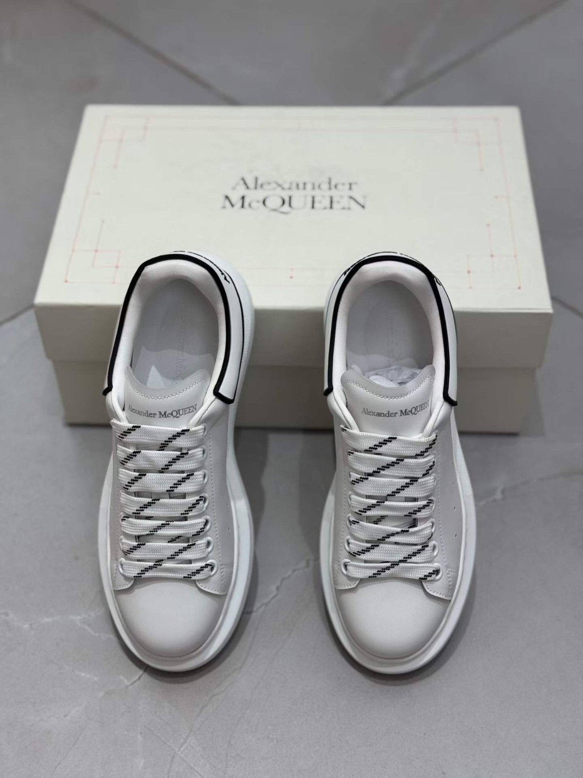 Alexander McQueen Oversized Sneaker White Black Heel Men Trainers