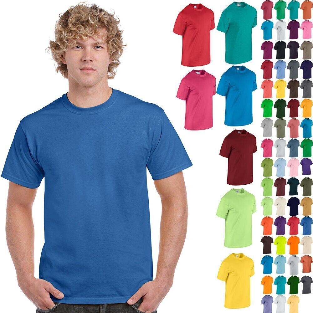 Gildan Mens Plain T Shirts Solid Cotton Short Sleeve Blank Tee Top Shirts S-3XL